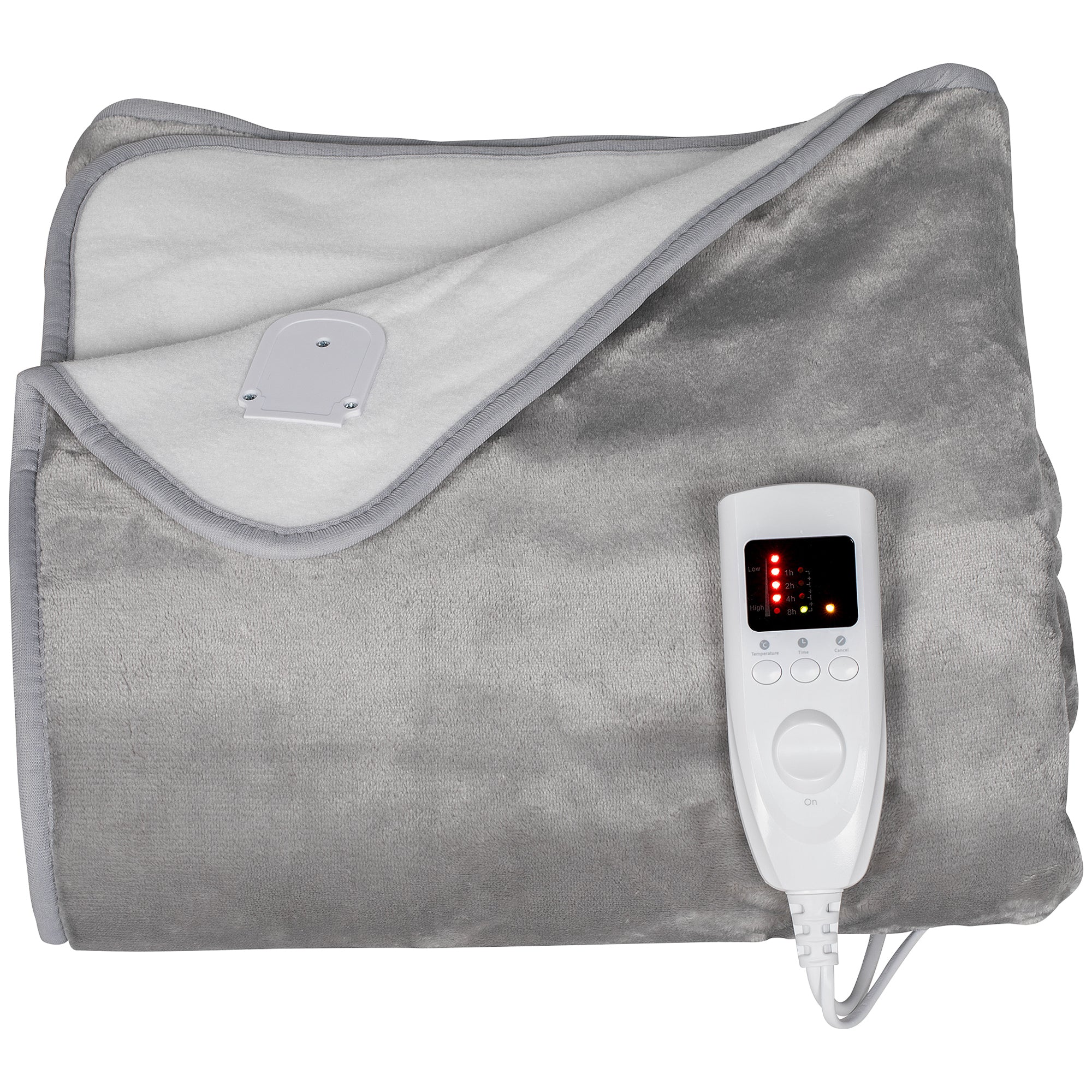 HOMCOM Flannel Fabric Heated Throw, Machine Washable Electric Blanket, Grey