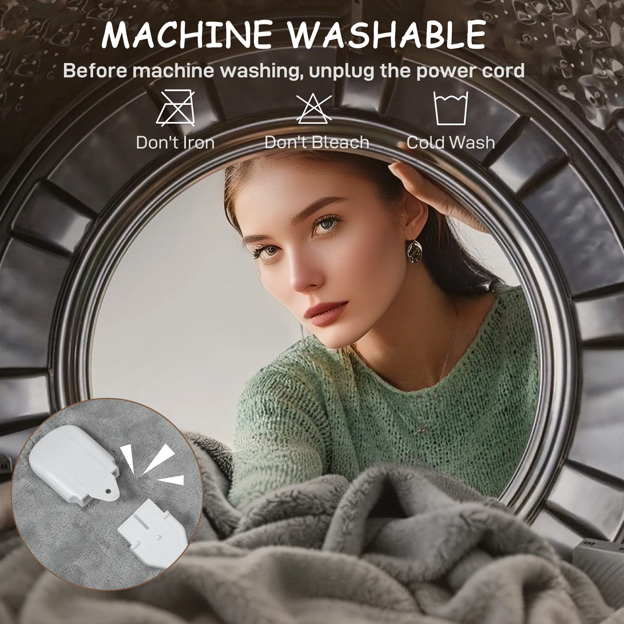 HOMCOM Flannel Fabric Heated Throw, Machine Washable Electric Blanket, Grey - Image 6