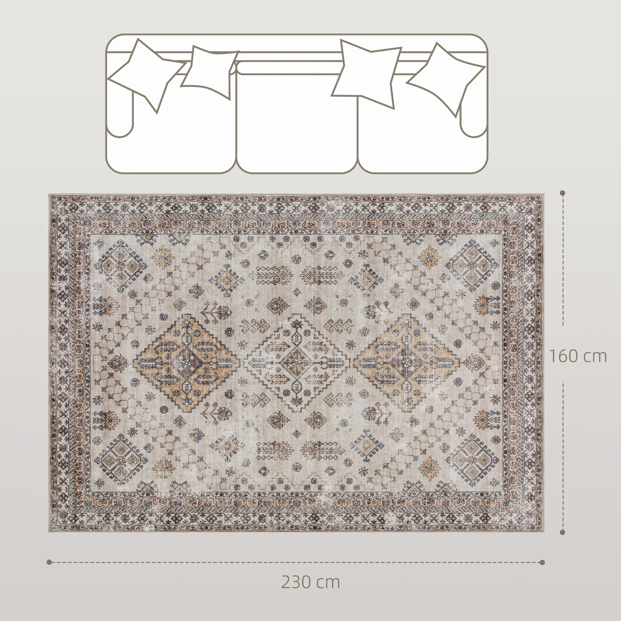 HOMCOM Flannel Non-Slip Washable Rug for Living Room, - Image 12