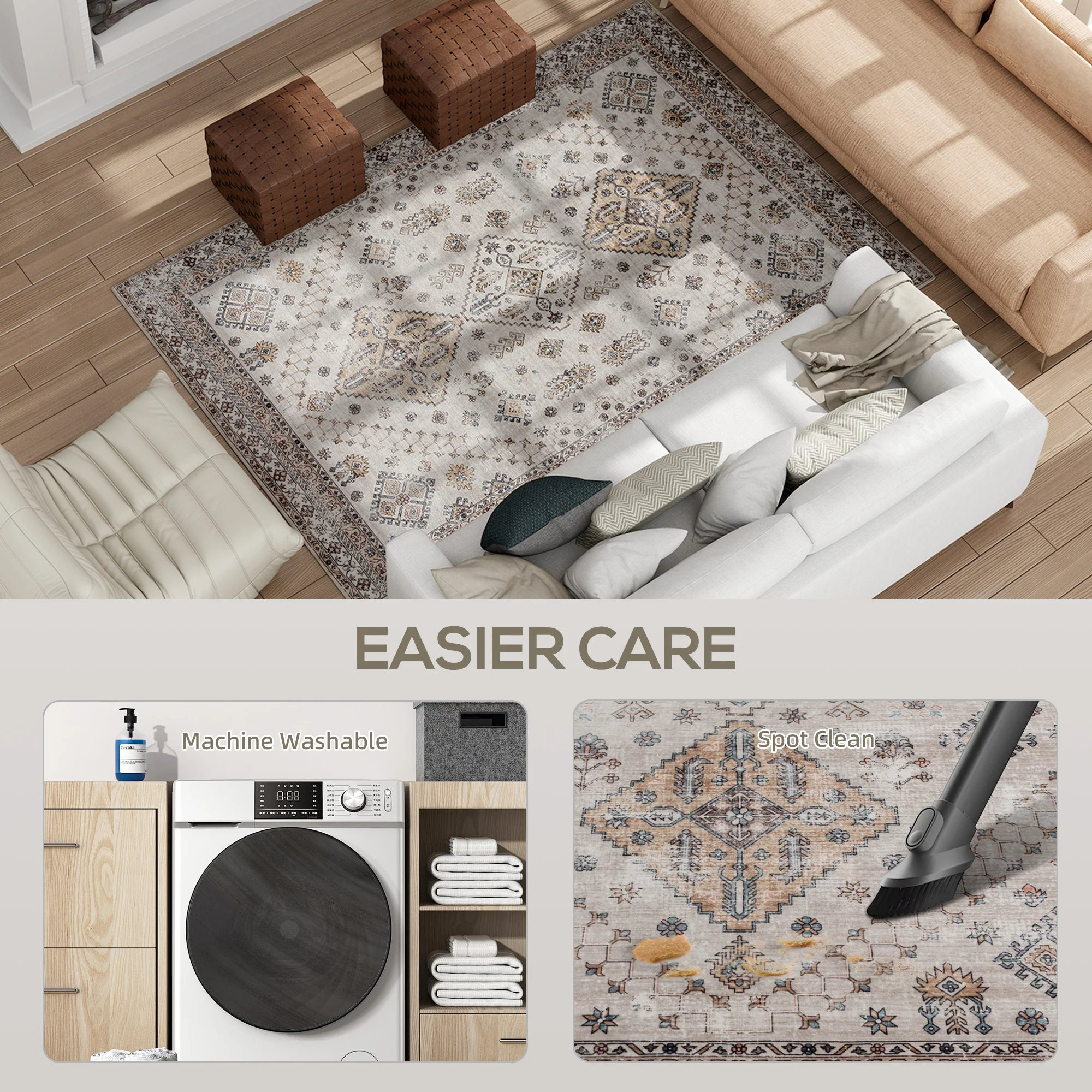 HOMCOM Flannel Non-Slip Washable Rug for Living Room, - Image 14