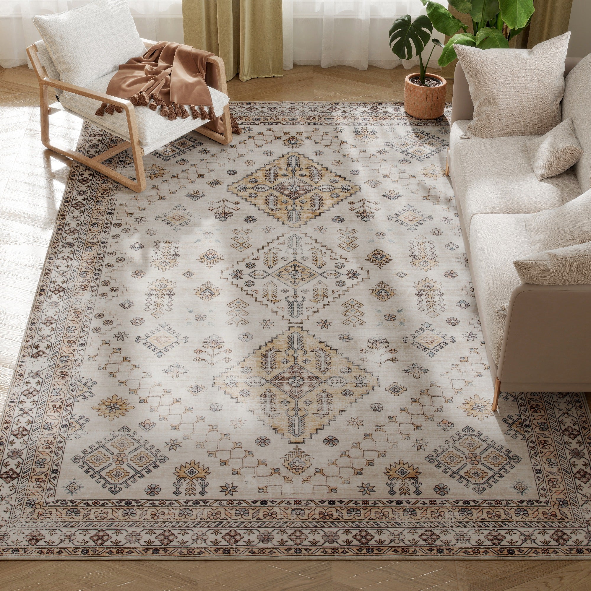 HOMCOM Flannel Non-Slip Washable Rug for Living Room, - Image 19