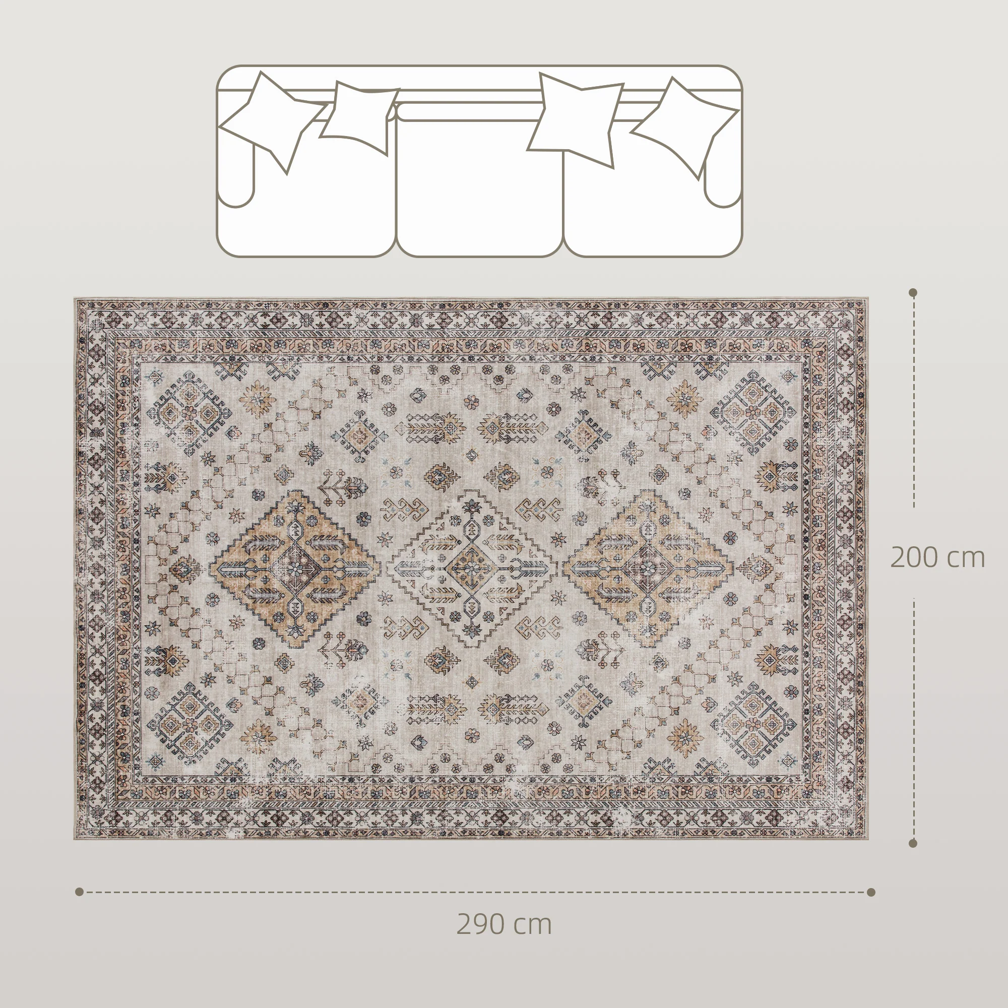 HOMCOM Flannel Non-Slip Washable Rug for Living Room, - Image 21