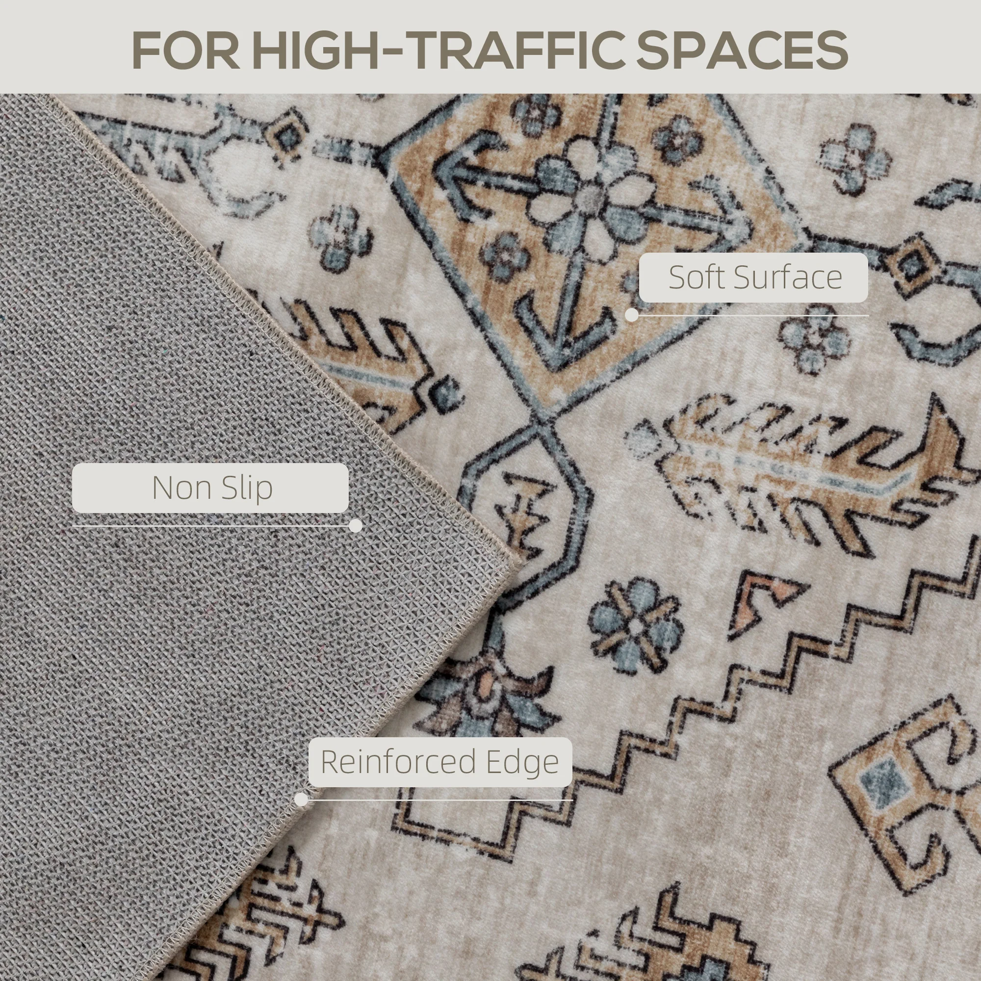 HOMCOM Flannel Non-Slip Washable Rug for Living Room, - Image 22