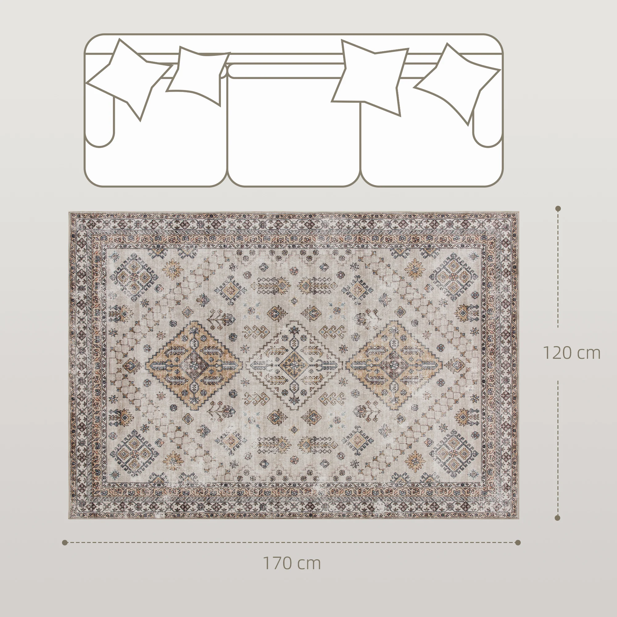 HOMCOM Flannel Non-Slip Washable Rug for Living Room, - Image 3