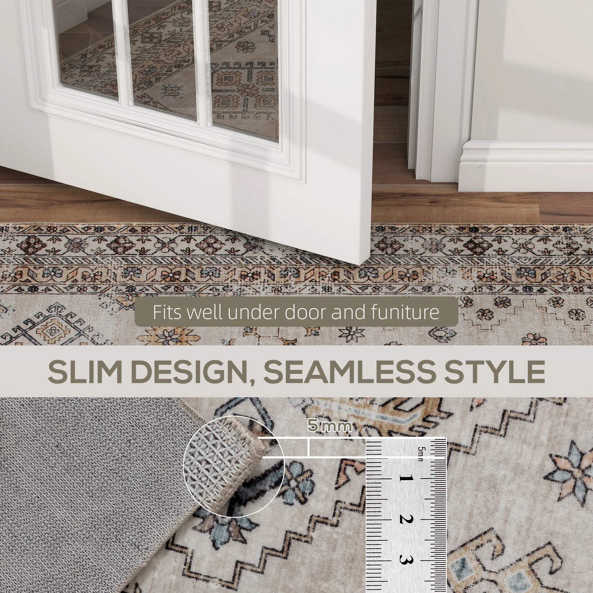 HOMCOM Flannel Non-Slip Washable Rug for Living Room, - Image 7