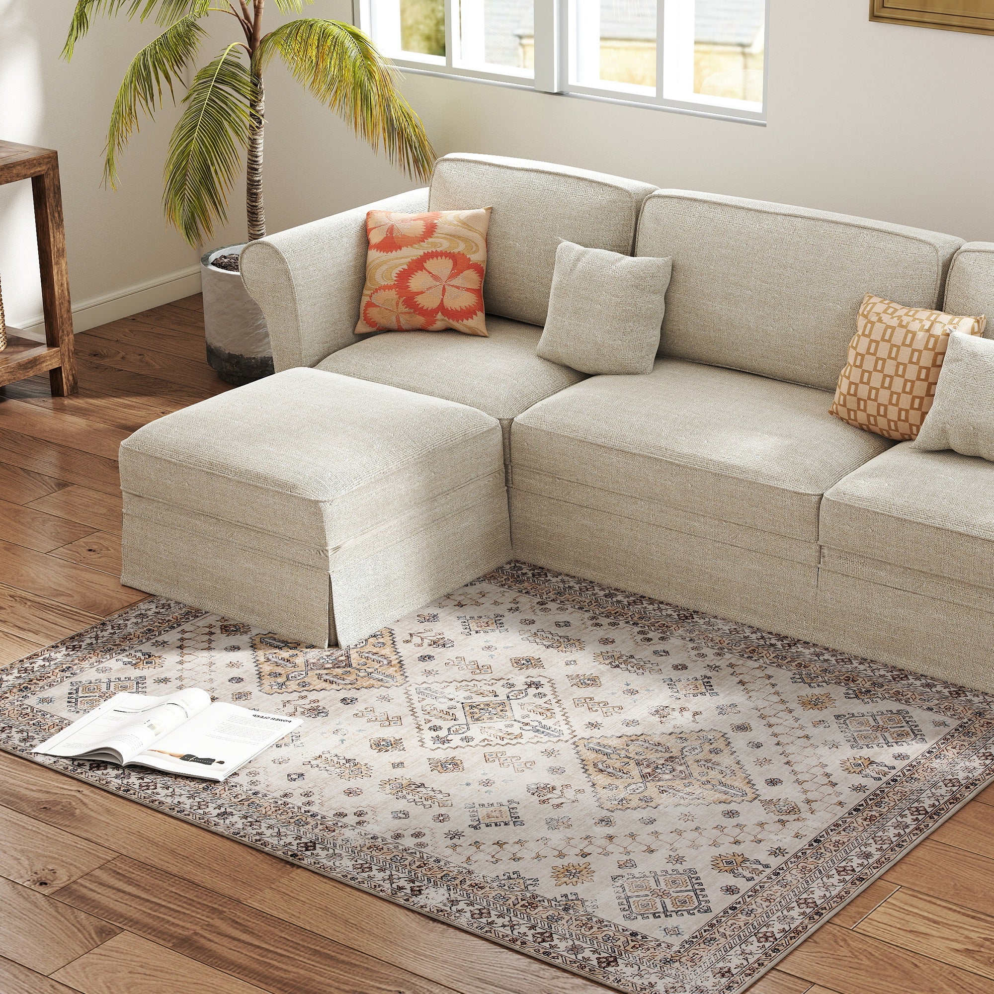 HOMCOM Flannel Non-Slip Washable Rug for Living Room, - Image 8