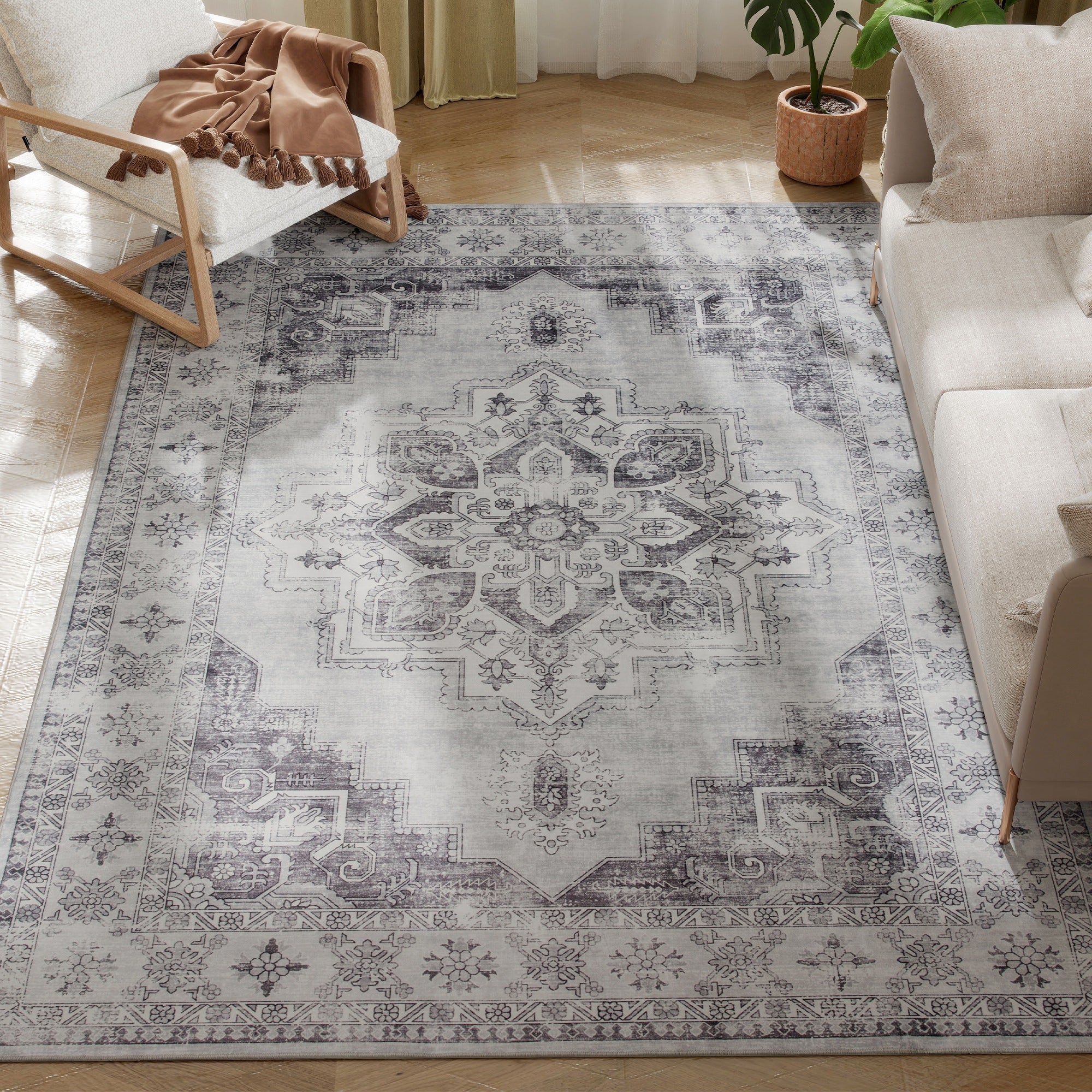 HOMCOM Flannel Non-Slip Washable Rug for Living Room, - Image 10