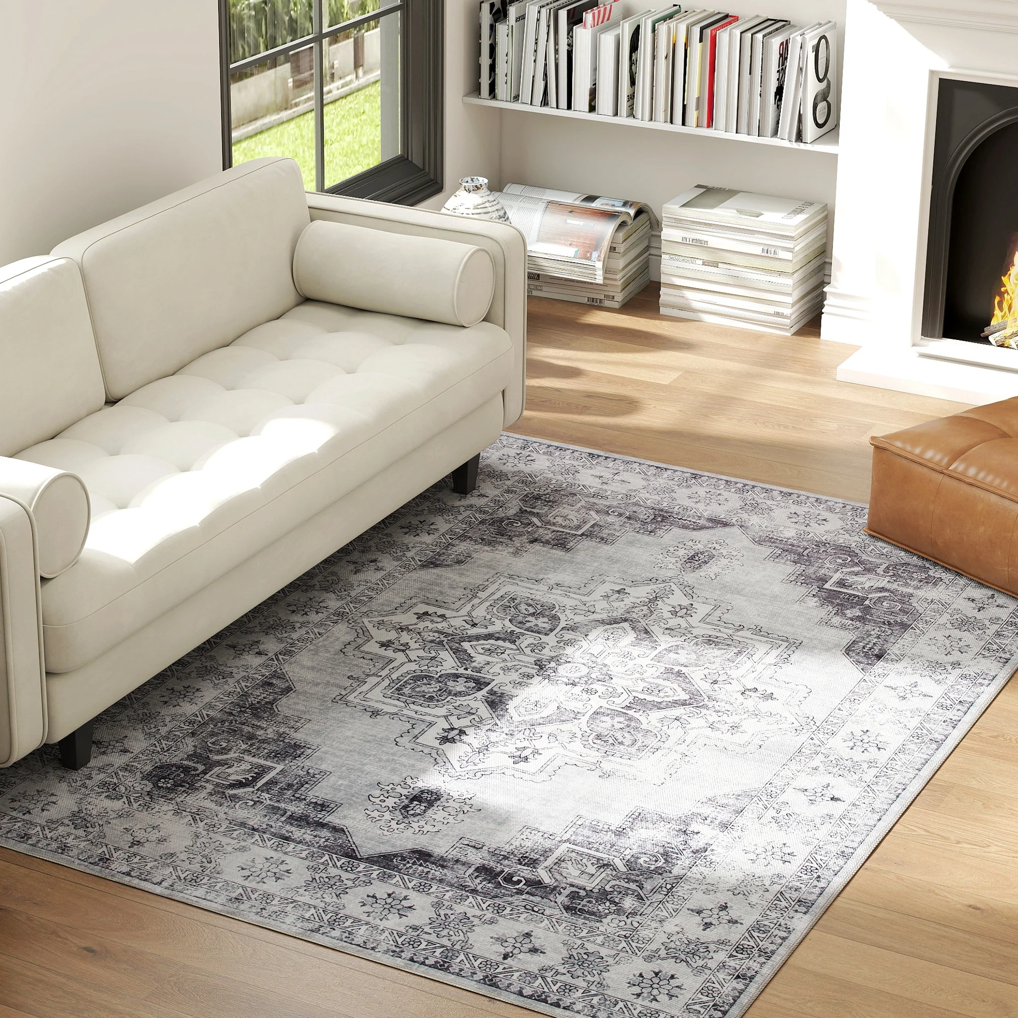 HOMCOM Flannel Non-Slip Washable Rug for Living Room, - Image 11