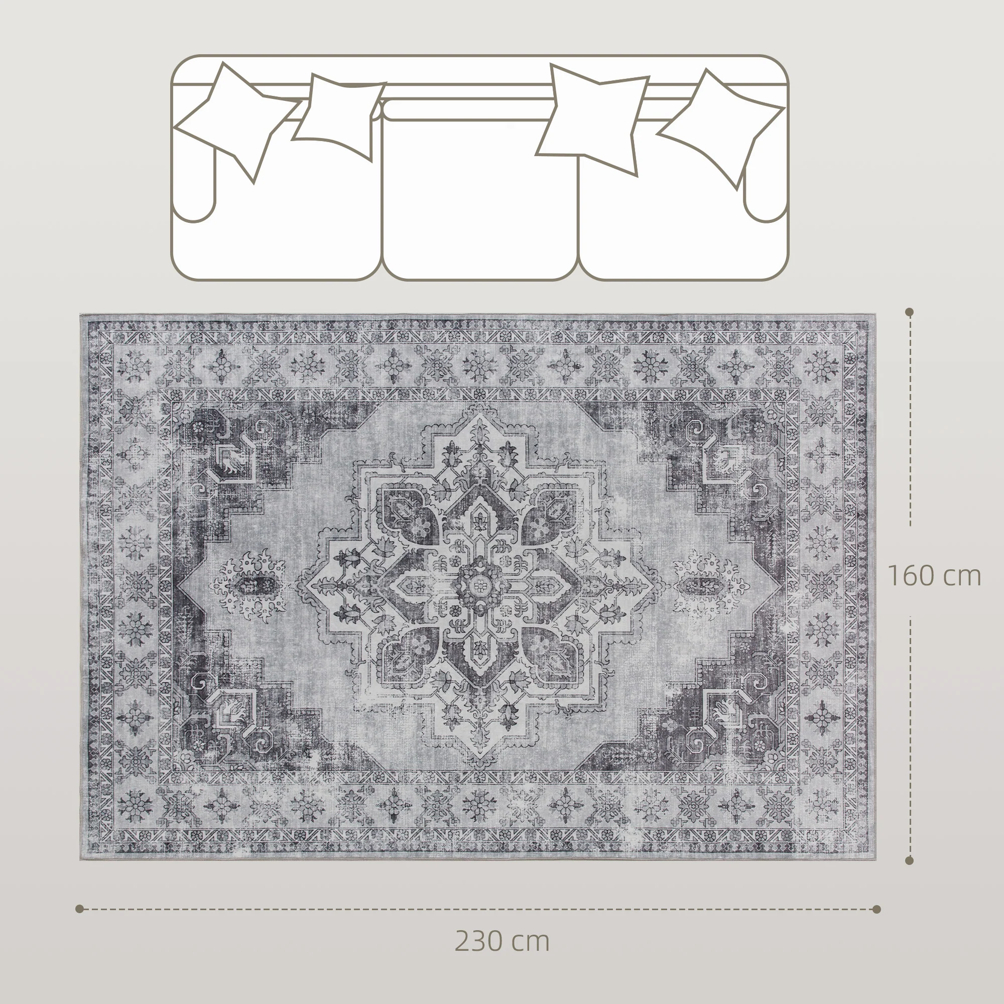 HOMCOM Flannel Non-Slip Washable Rug for Living Room, - Image 12