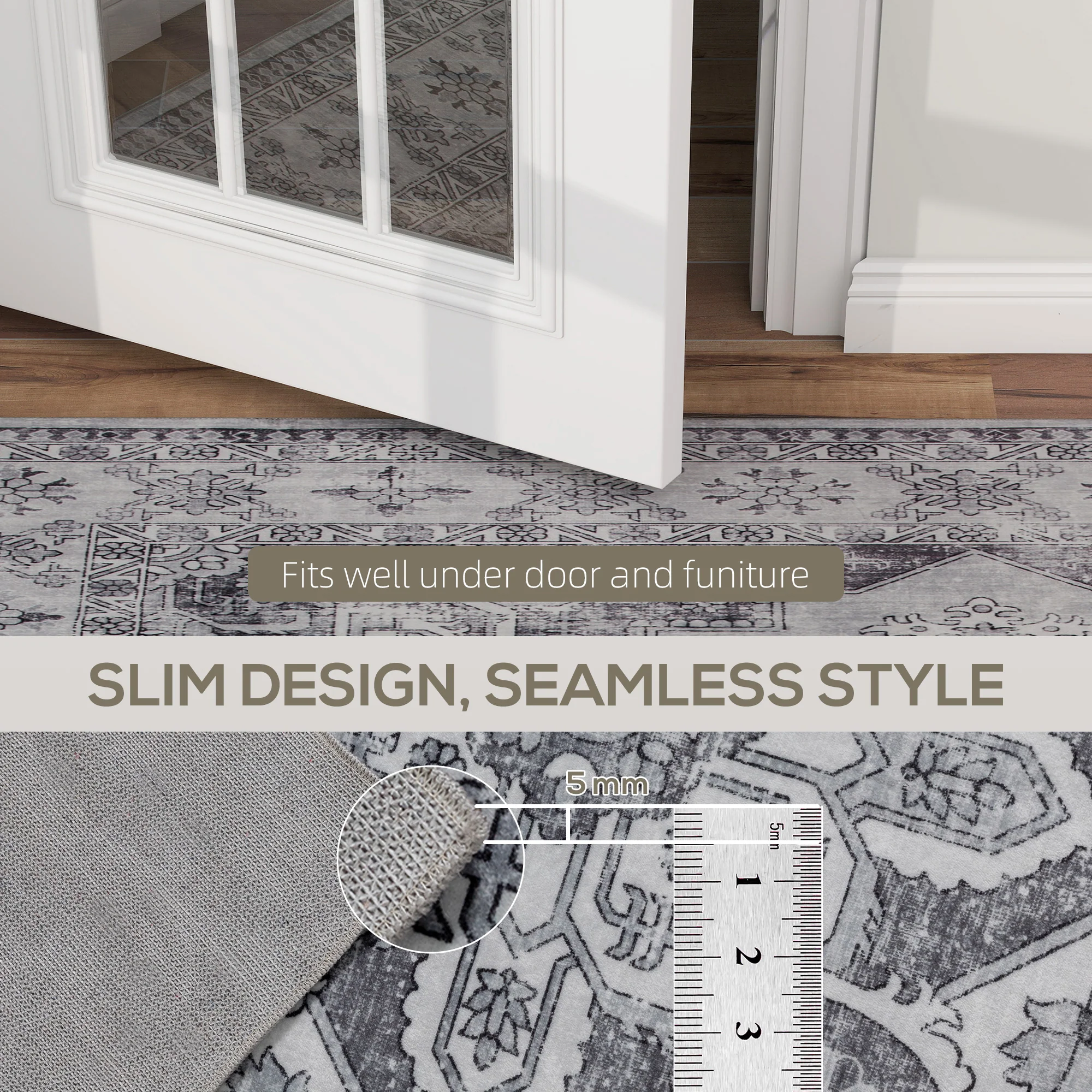 HOMCOM Flannel Non-Slip Washable Rug for Living Room, - Image 16
