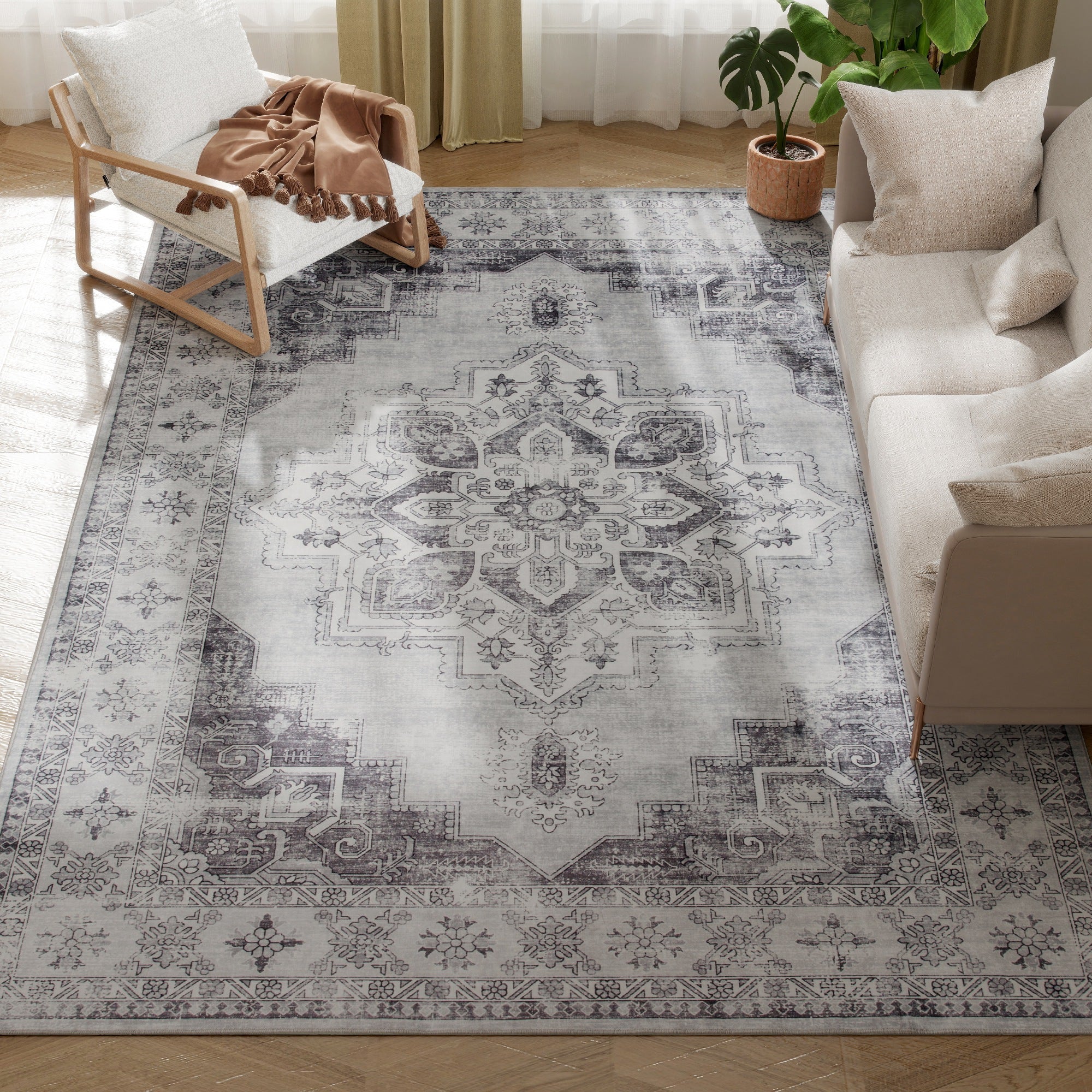HOMCOM Flannel Non-Slip Washable Rug for Living Room, - Image 19