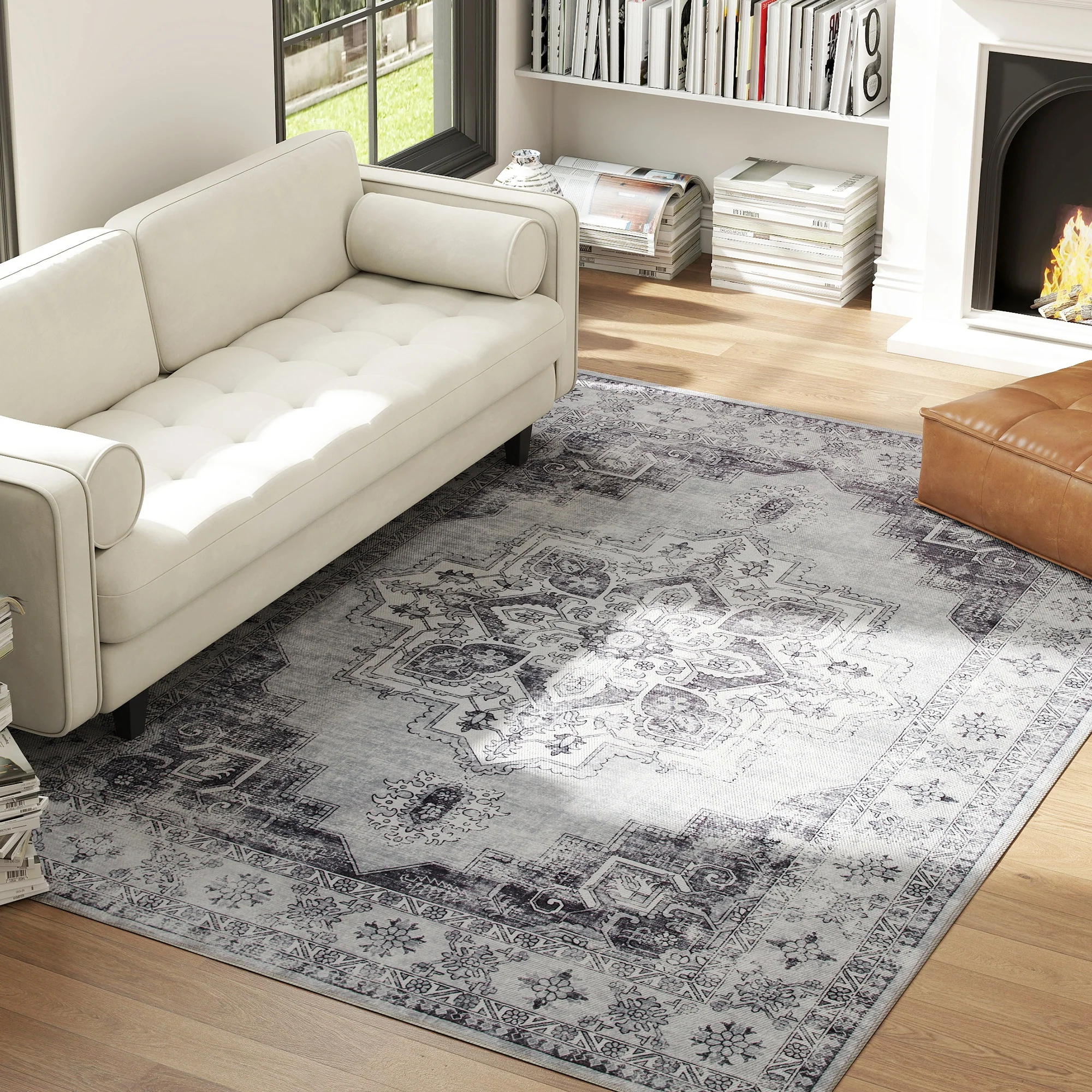 HOMCOM Flannel Non-Slip Washable Rug for Living Room, - Image 20