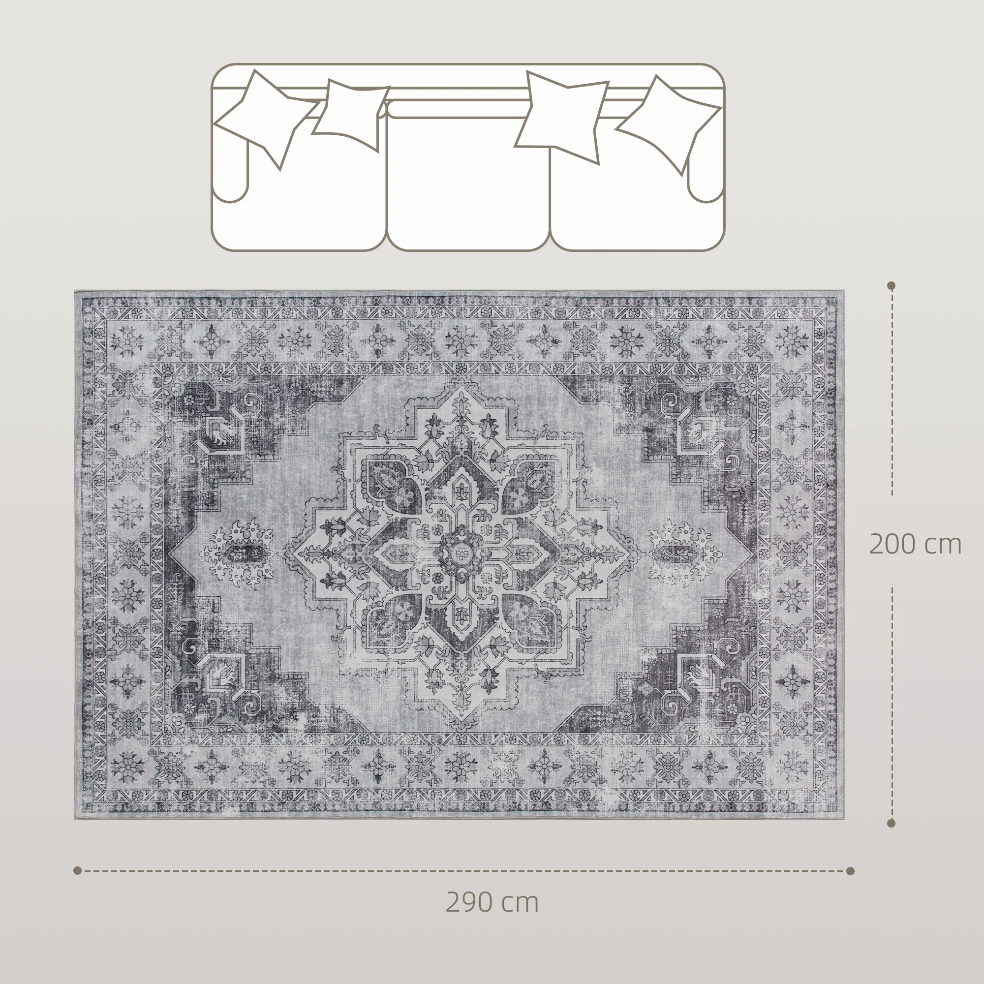 HOMCOM Flannel Non-Slip Washable Rug for Living Room, - Image 21