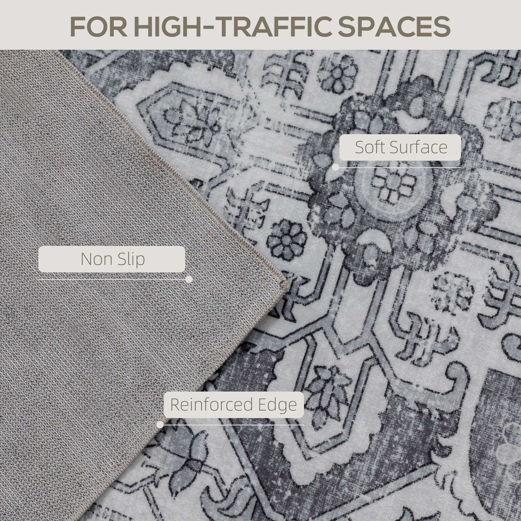 HOMCOM Flannel Non-Slip Washable Rug for Living Room, - Image 22