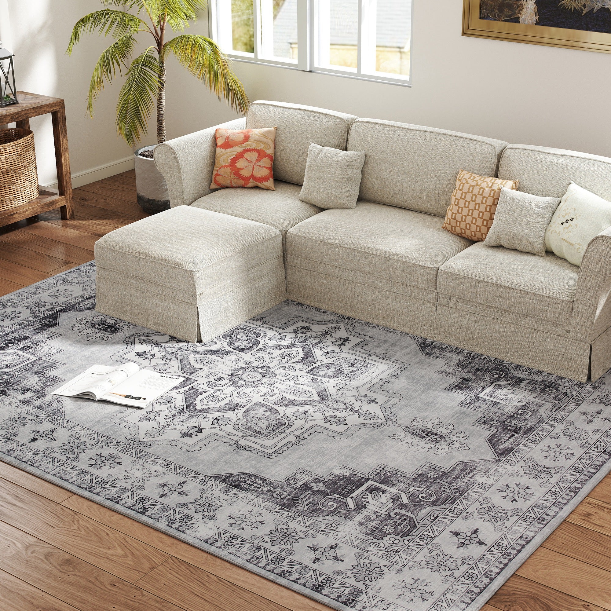 HOMCOM Flannel Non-Slip Washable Rug for Living Room, - Image 26