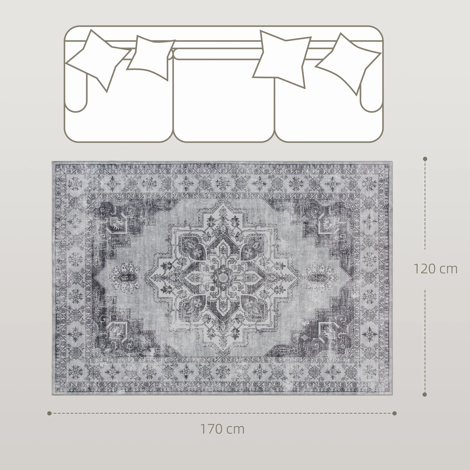 HOMCOM Flannel Non-Slip Washable Rug for Living Room, - Image 3