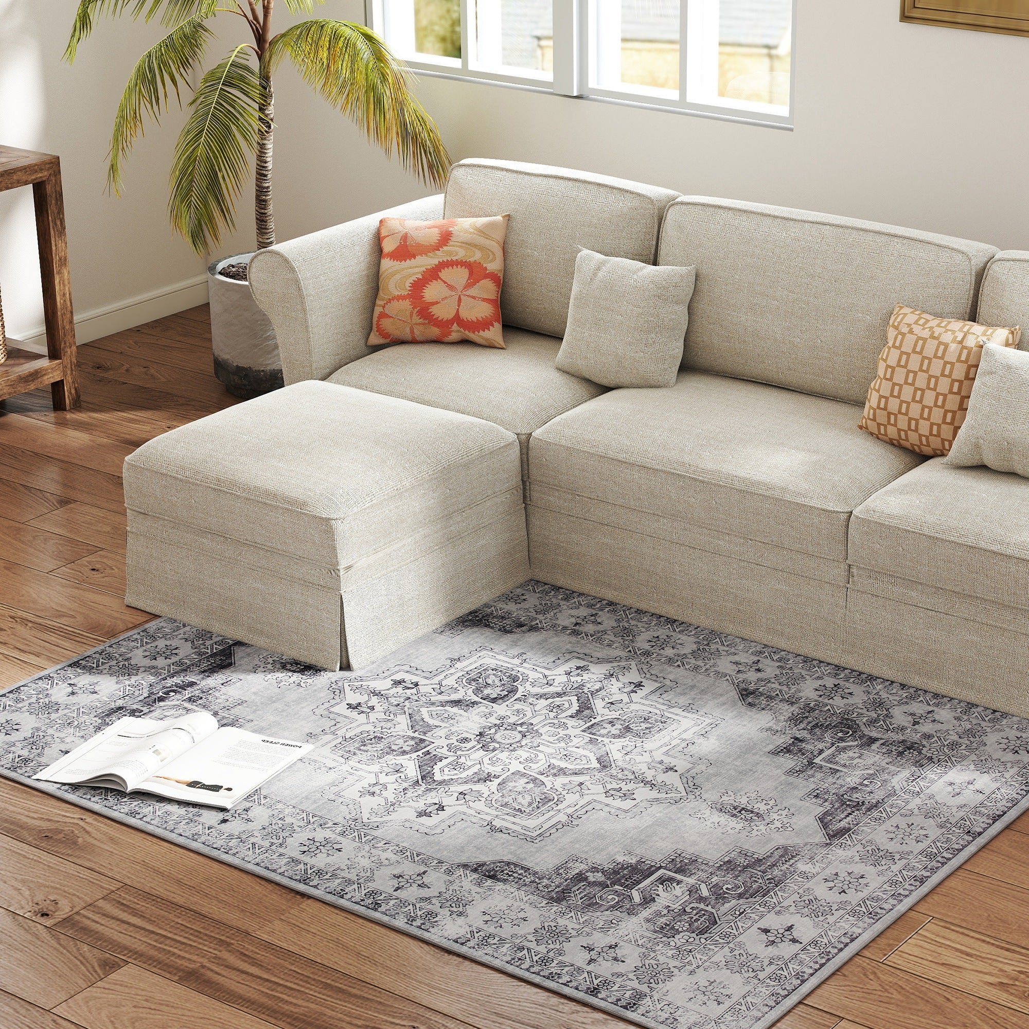 HOMCOM Flannel Non-Slip Washable Rug for Living Room, - Image 8