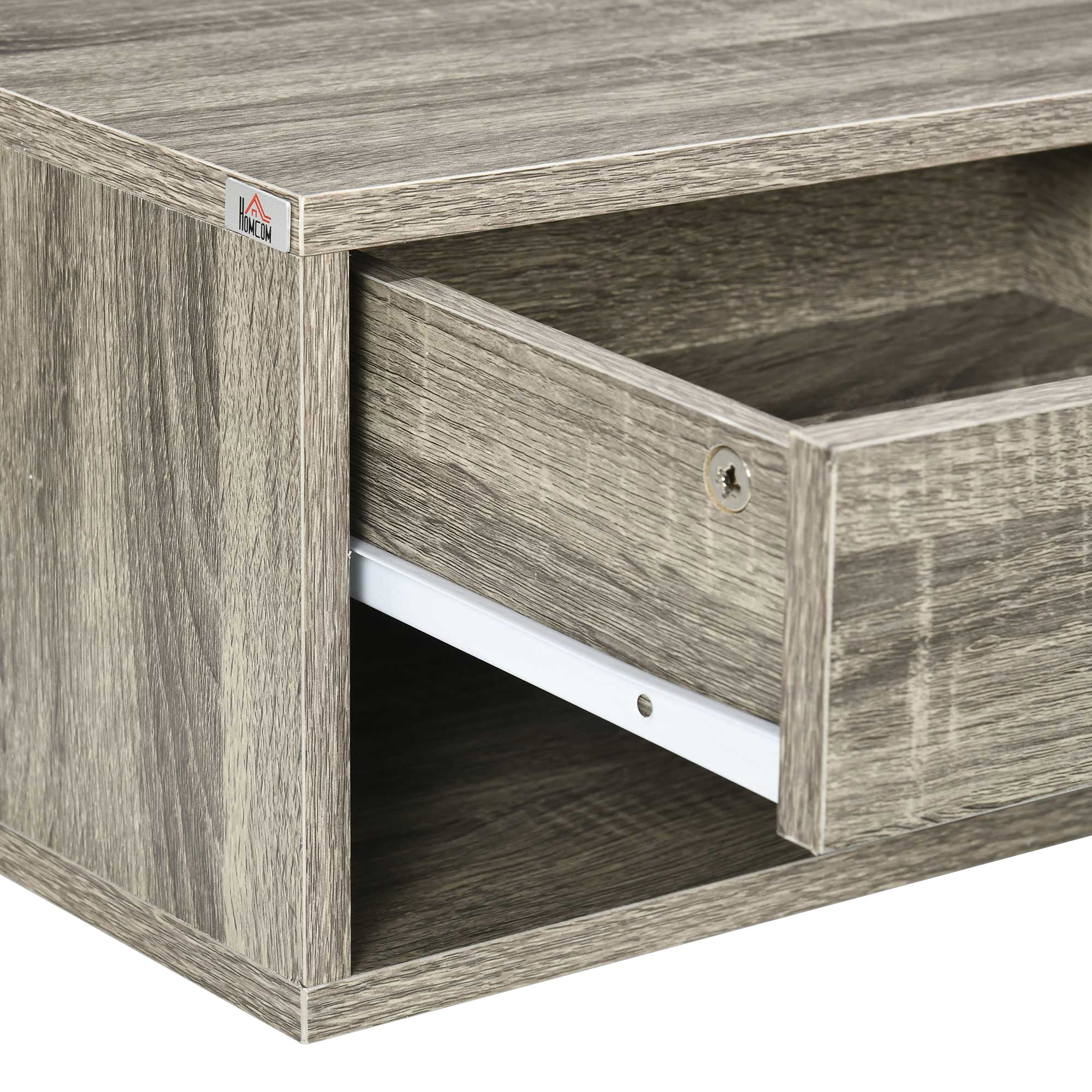 HOMCOM Floating Bedside Table Set Of 2 Wall Mounted Nightstand Brown - Image 8