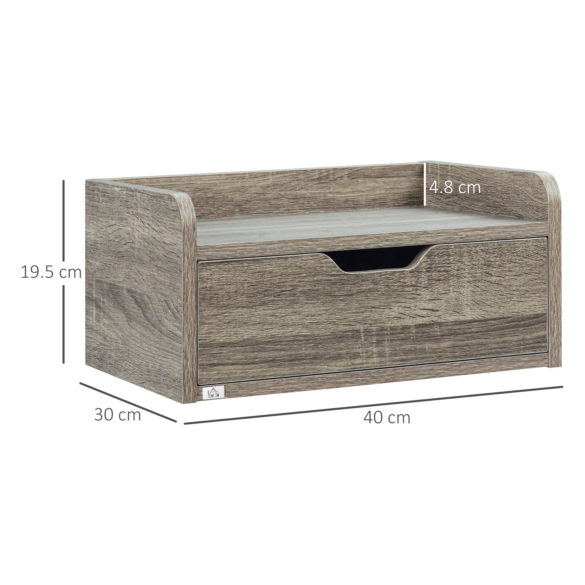 HOMCOM Floating Nightstand Set Of 2, Nightstand With Drawer, Grey - Image 5