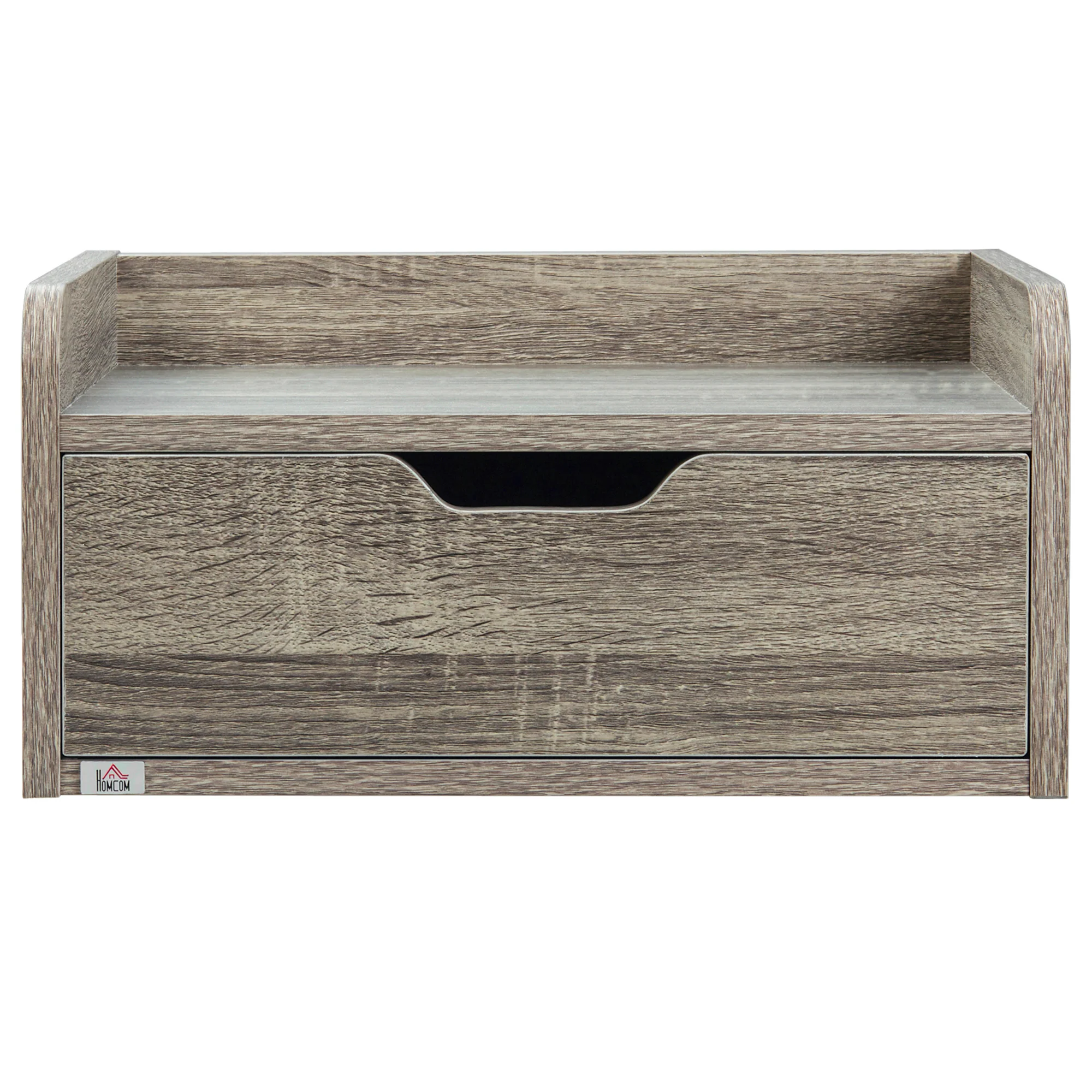 HOMCOM Floating Nightstand Set Of 2, Nightstand With Drawer, Grey - Image 7