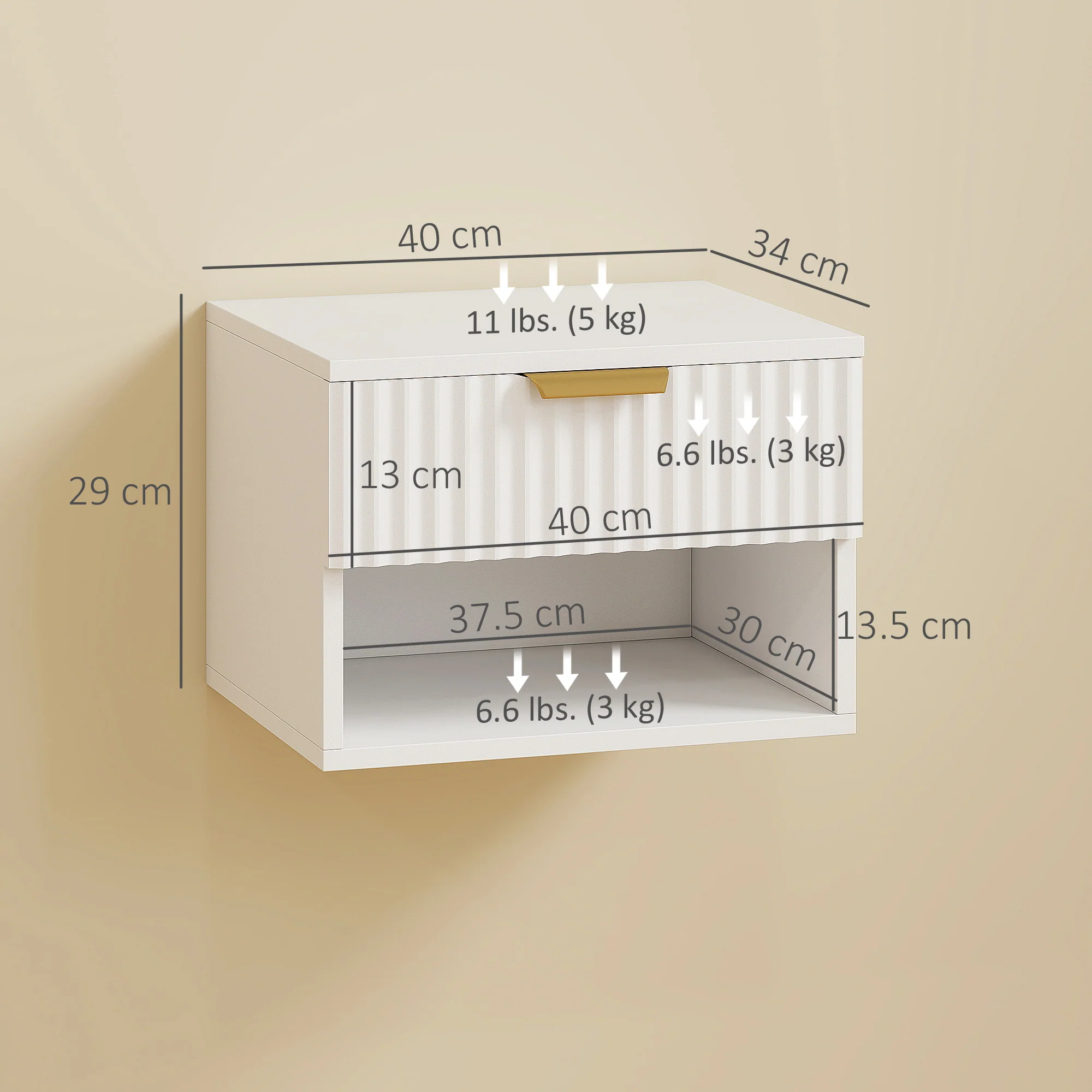 HOMCOM Floating Nightstands Set of 2, Modern Wall Mounted Bedside Tables - Image 5