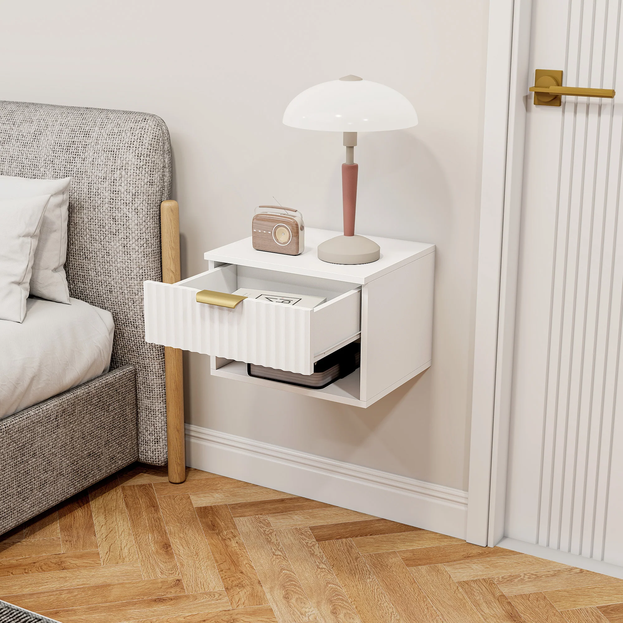 HOMCOM Floating Nightstands Set of 2, Modern Wall Mounted Bedside Tables - Image 9