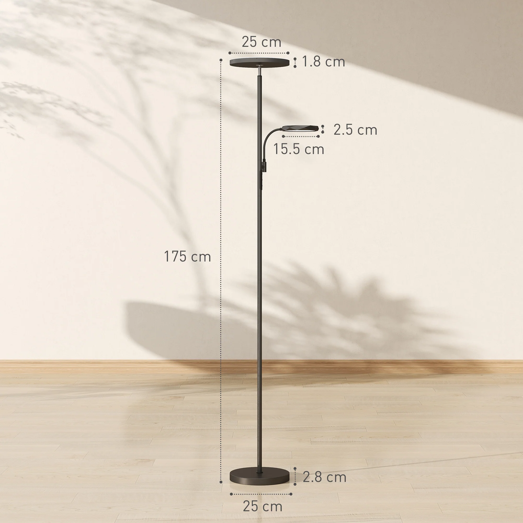 HOMCOM Floor Lamp For Living Room, Standing Lamp With 4 Scene Modes, Black - Image 5