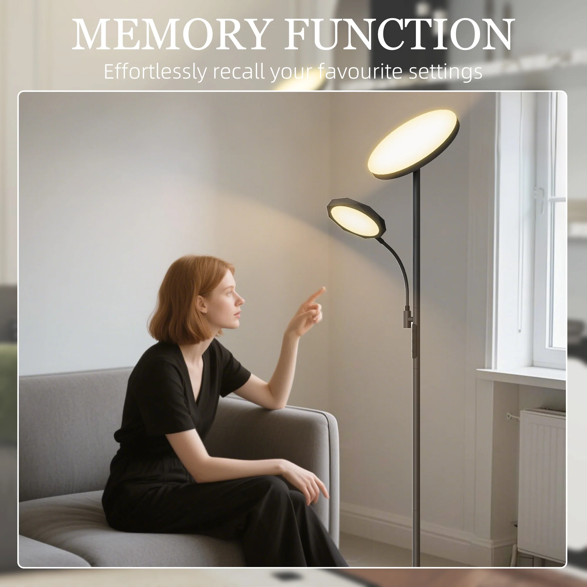 HOMCOM Floor Lamp For Living Room, Standing Lamp With 4 Scene Modes, Black - Image 7