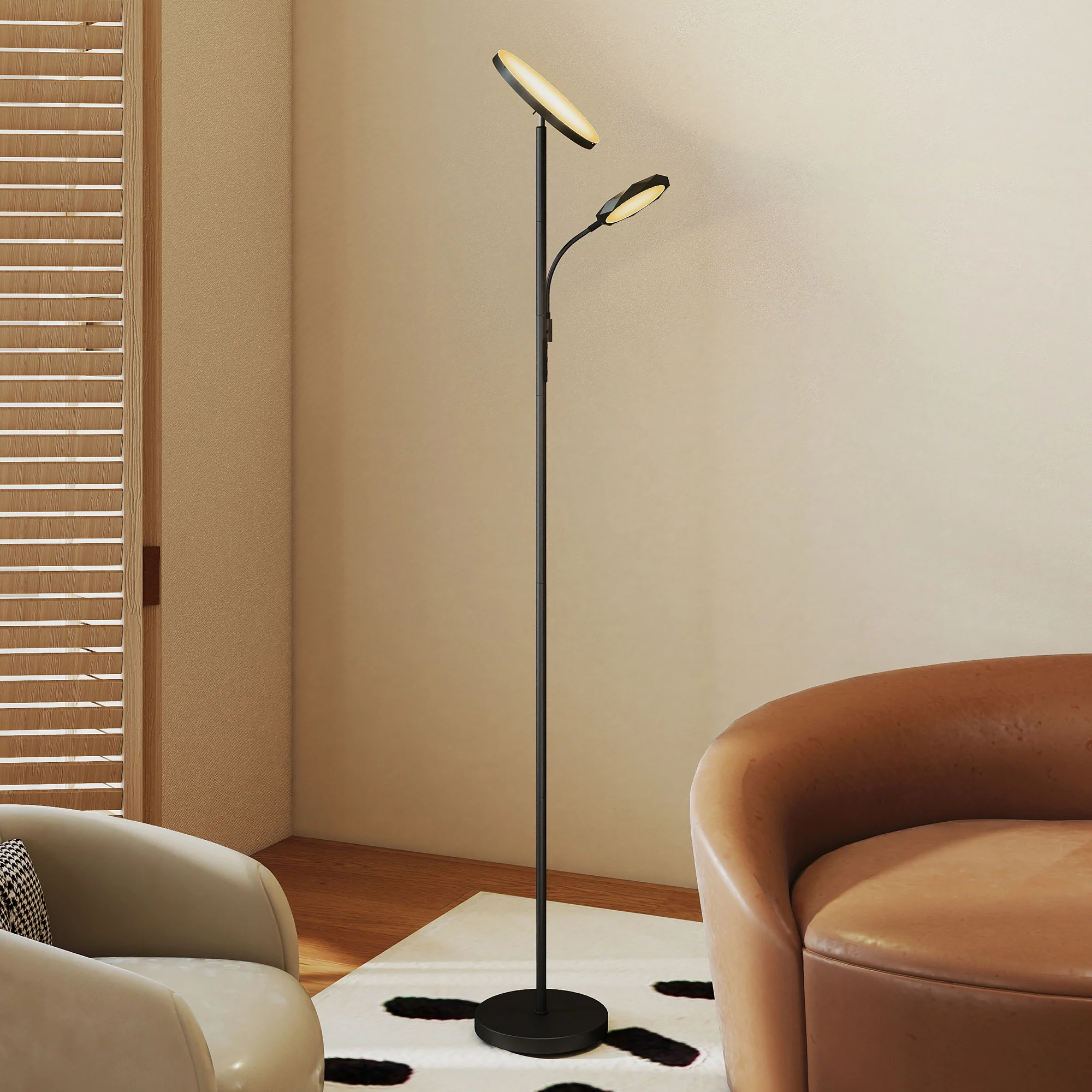 HOMCOM Floor Lamp For Living Room, Standing Lamp With 4 Scene Modes, Black - Image 9