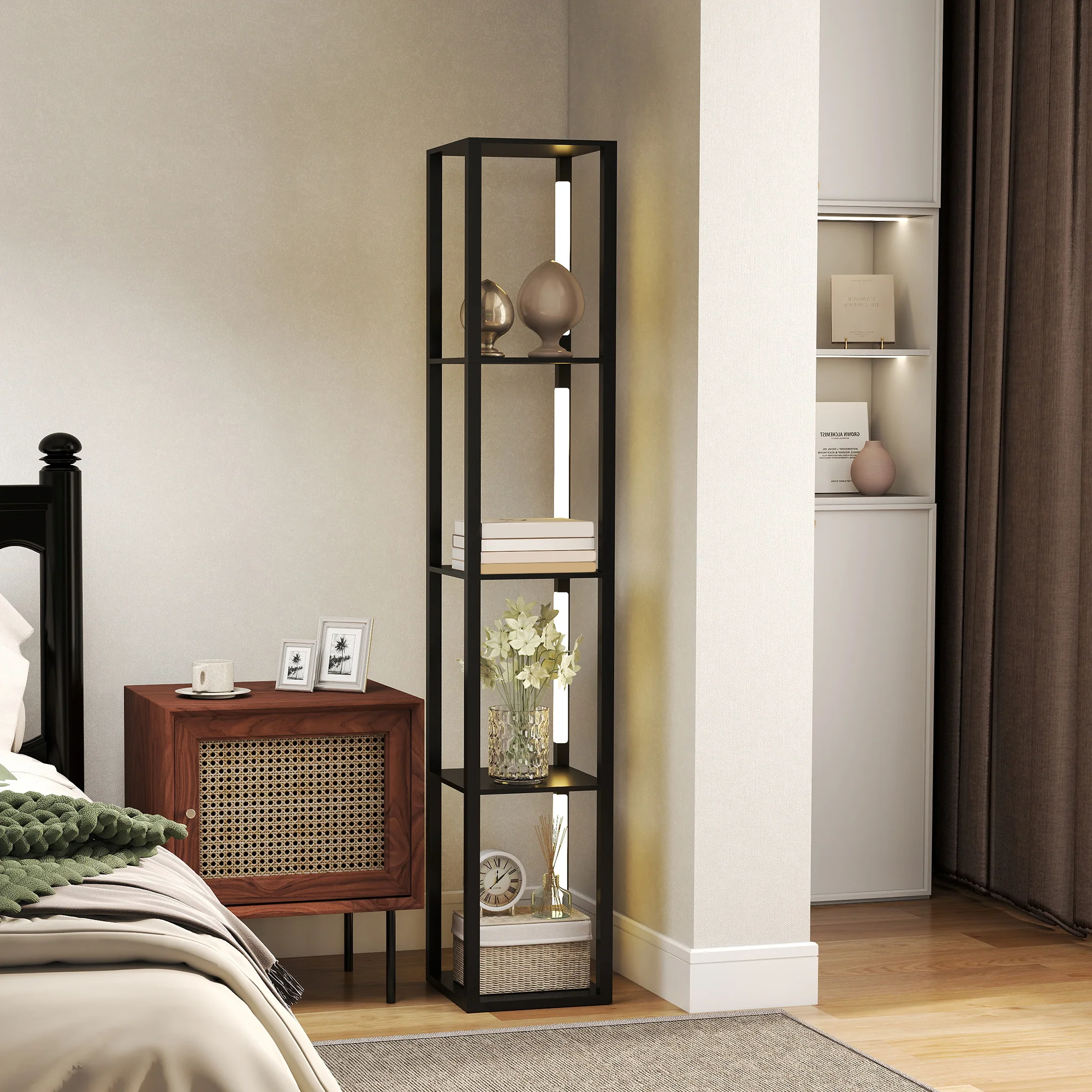 HOMCOM Floor Lamp for Living Room, Standing Lamp with Foot Switch, Black - Image 2