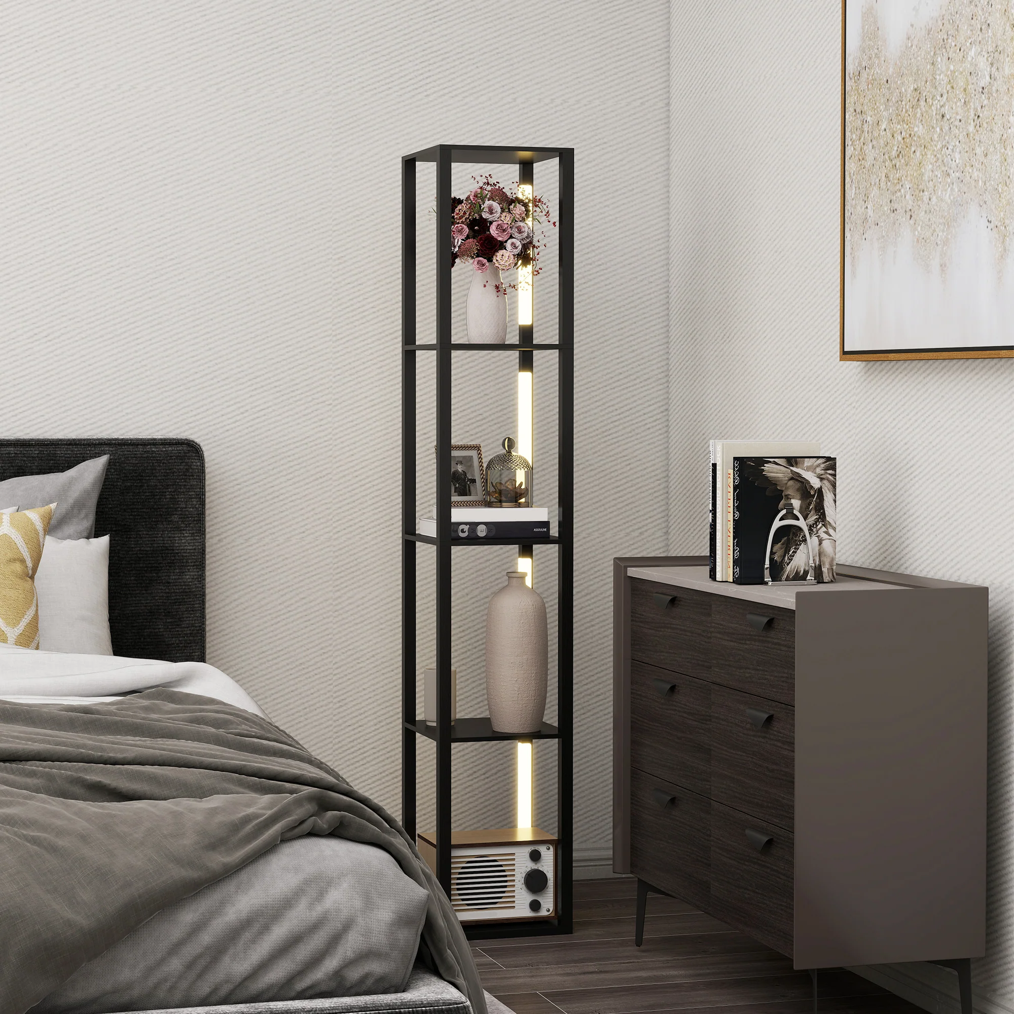 HOMCOM Floor Lamp for Living Room, Standing Lamp with Foot Switch, Black - Image 9