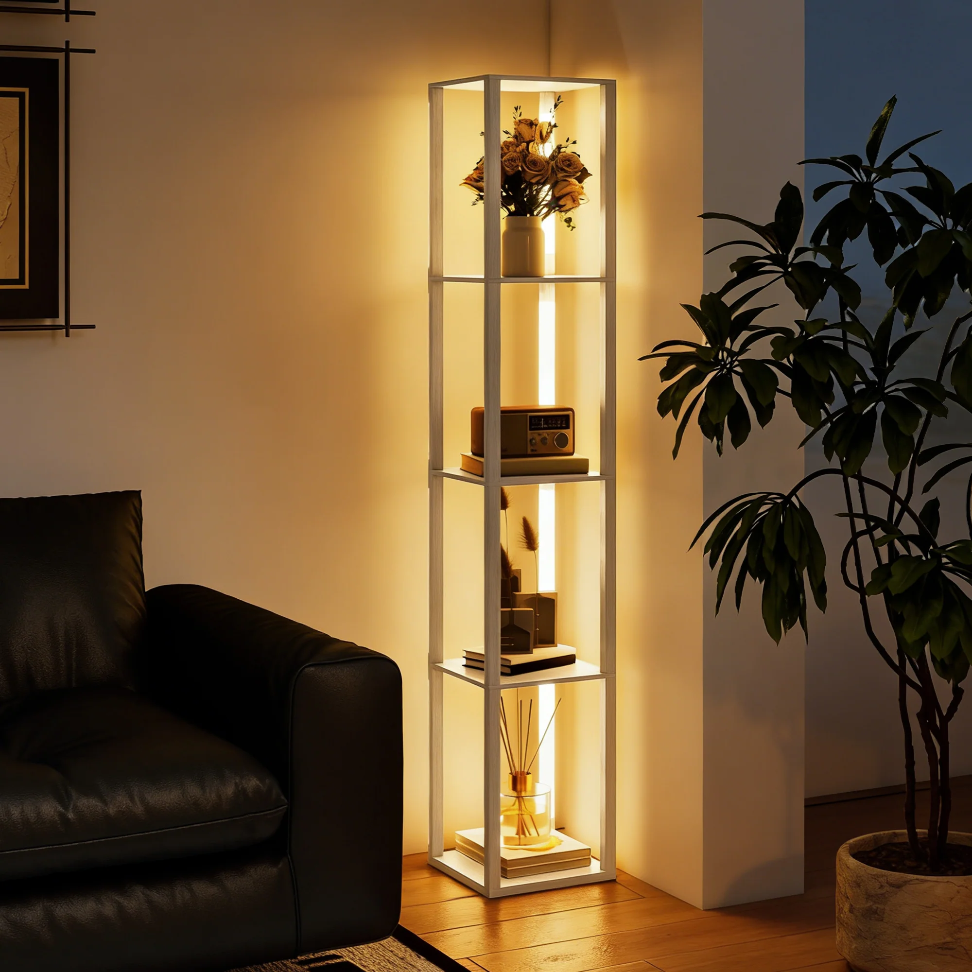 HOMCOM Floor Lamp for Living Room, Standing Lamp with Foot Switch, Oak - Image 8