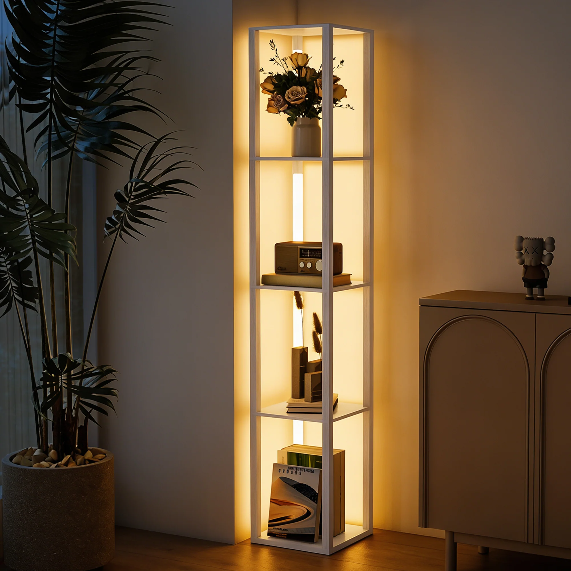 HOMCOM Floor Lamp for Living Room, Standing Lamp with Foot Switch, White - Image 2