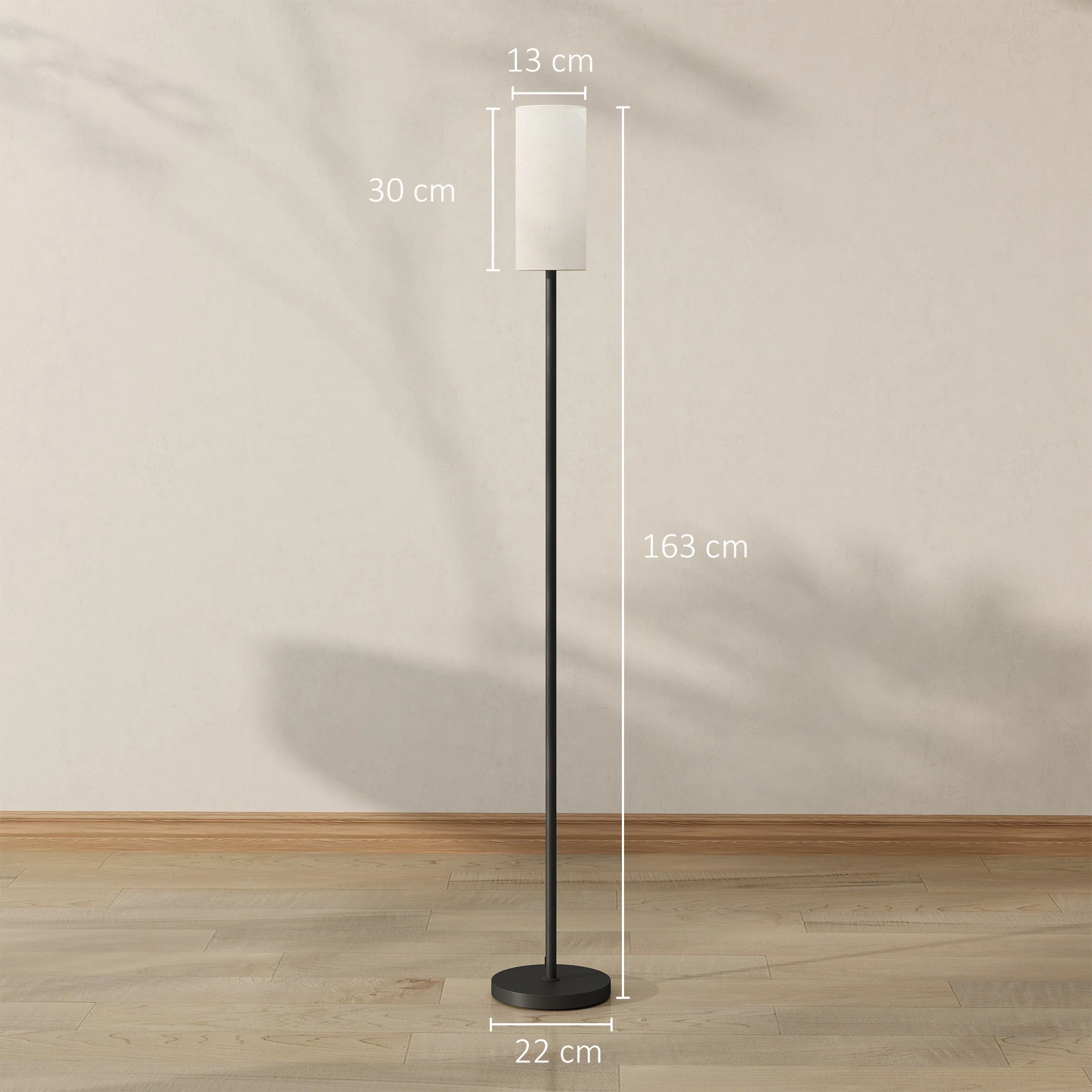 HOMCOM Floor Lamp With Linen Shade & Foot Switch For Living Room, White - Image 5