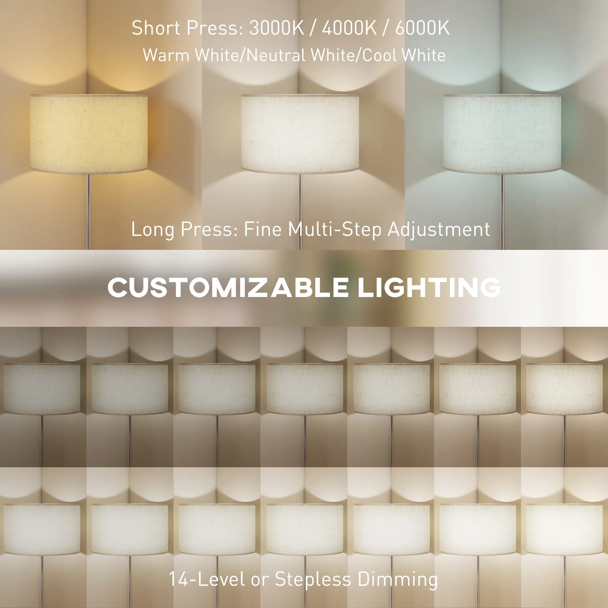 HOMCOM Floor Lamp With Remote Control And Adjustable Colour Temperatures - Image 3