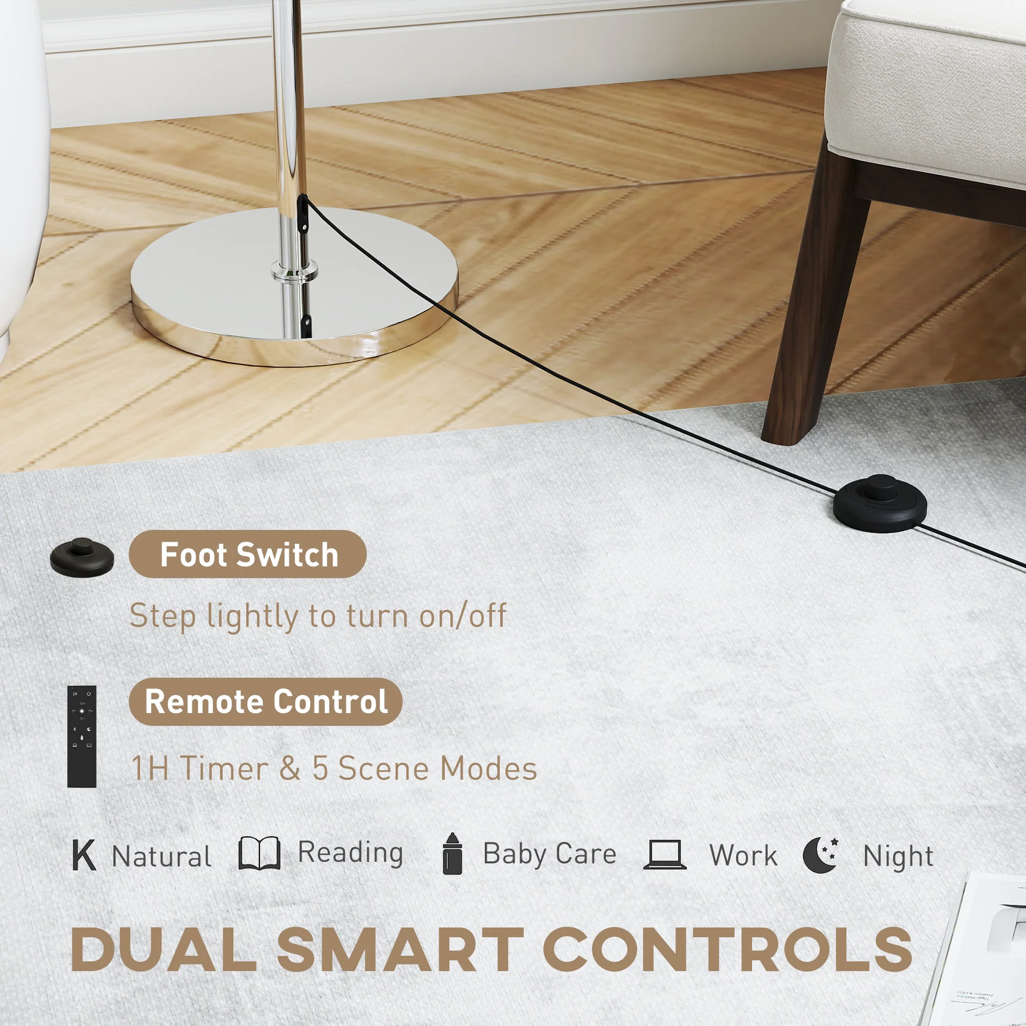 HOMCOM Floor Lamp With Remote Control And Adjustable Colour Temperatures - Image 4