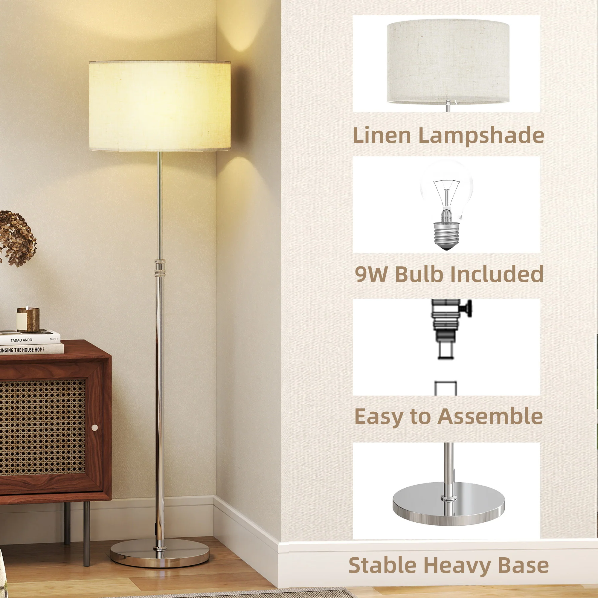 HOMCOM Floor Lamp With Remote Control And Adjustable Colour Temperatures - Image 6