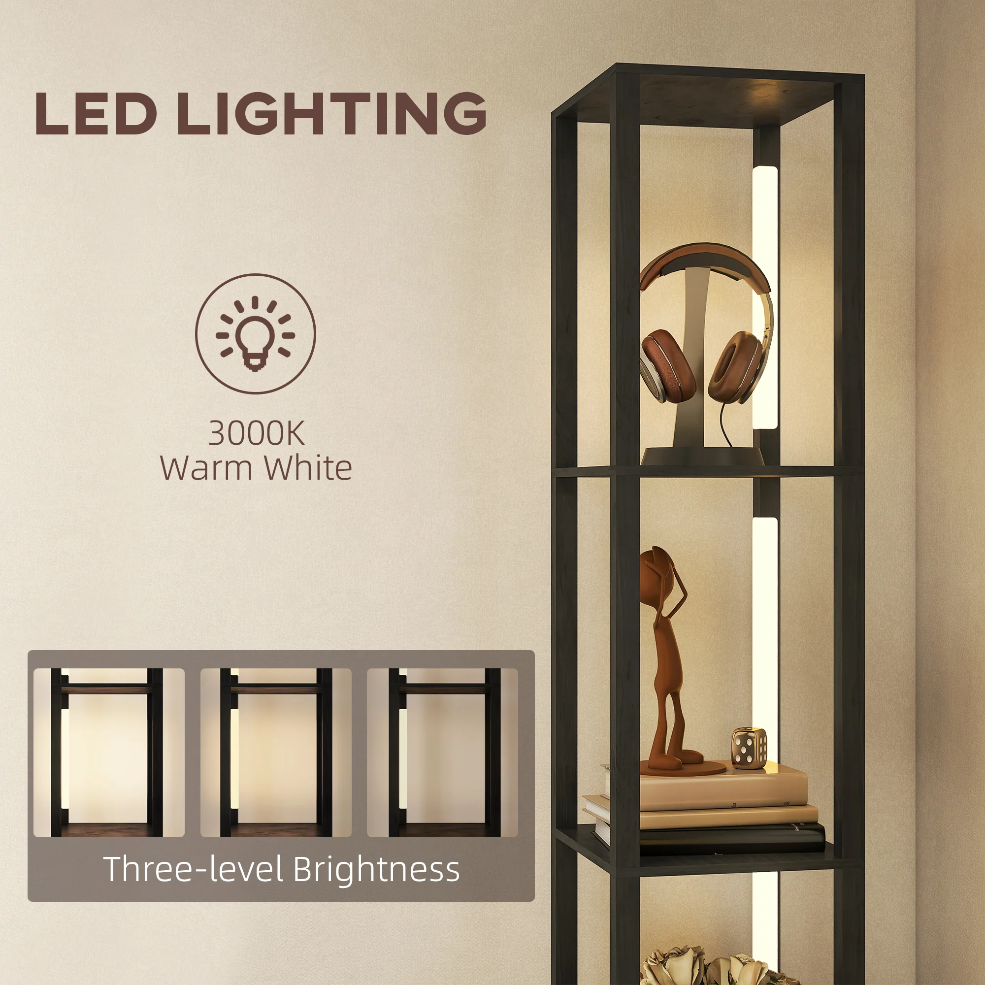 HOMCOM Floor Lamp With Shelves, LED Standing Lamp With Fabric Drawer - Image 13