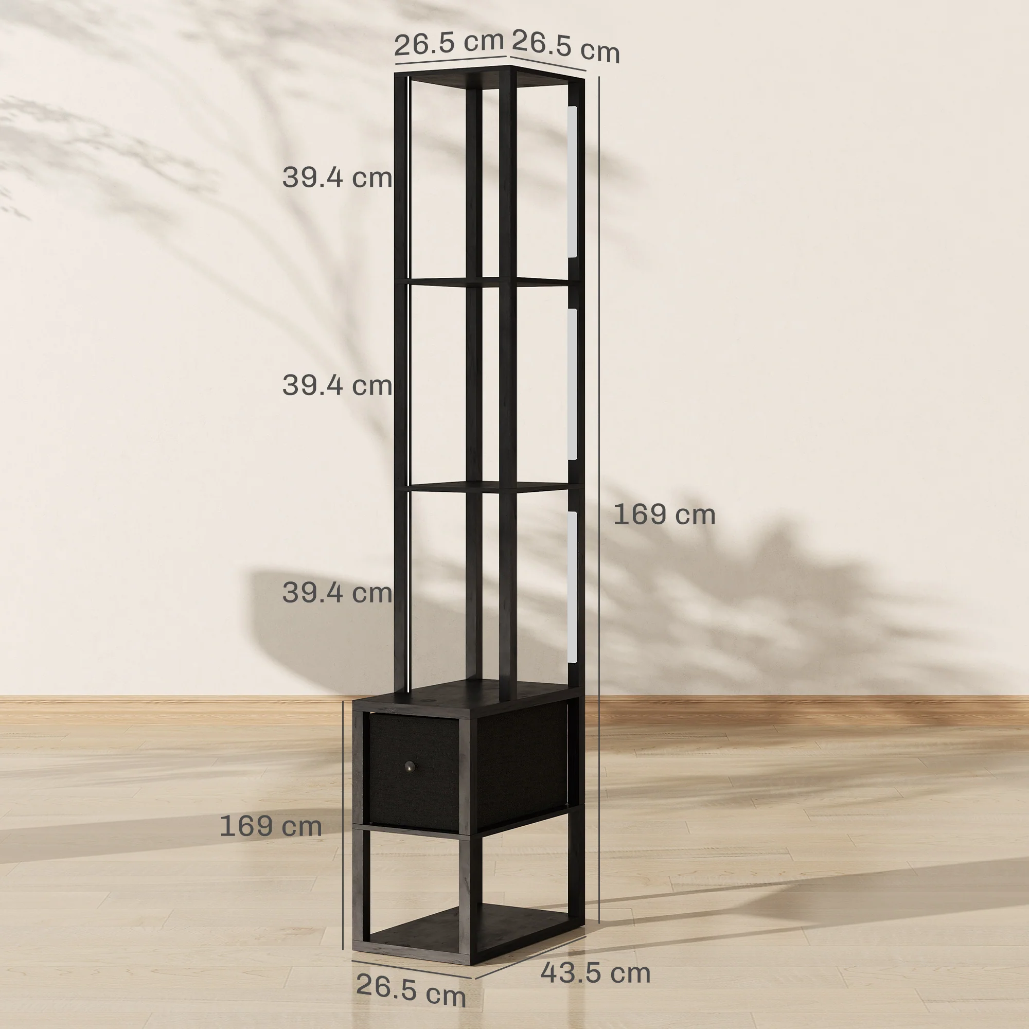 HOMCOM Floor Lamp With Shelves, LED Standing Lamp With Fabric Drawer - Image 14