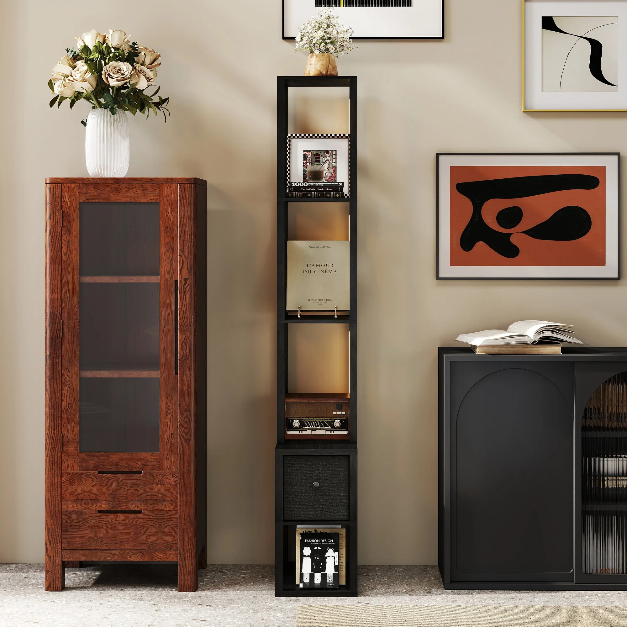 HOMCOM Floor Lamp With Shelves, LED Standing Lamp With Fabric Drawer - Image 18
