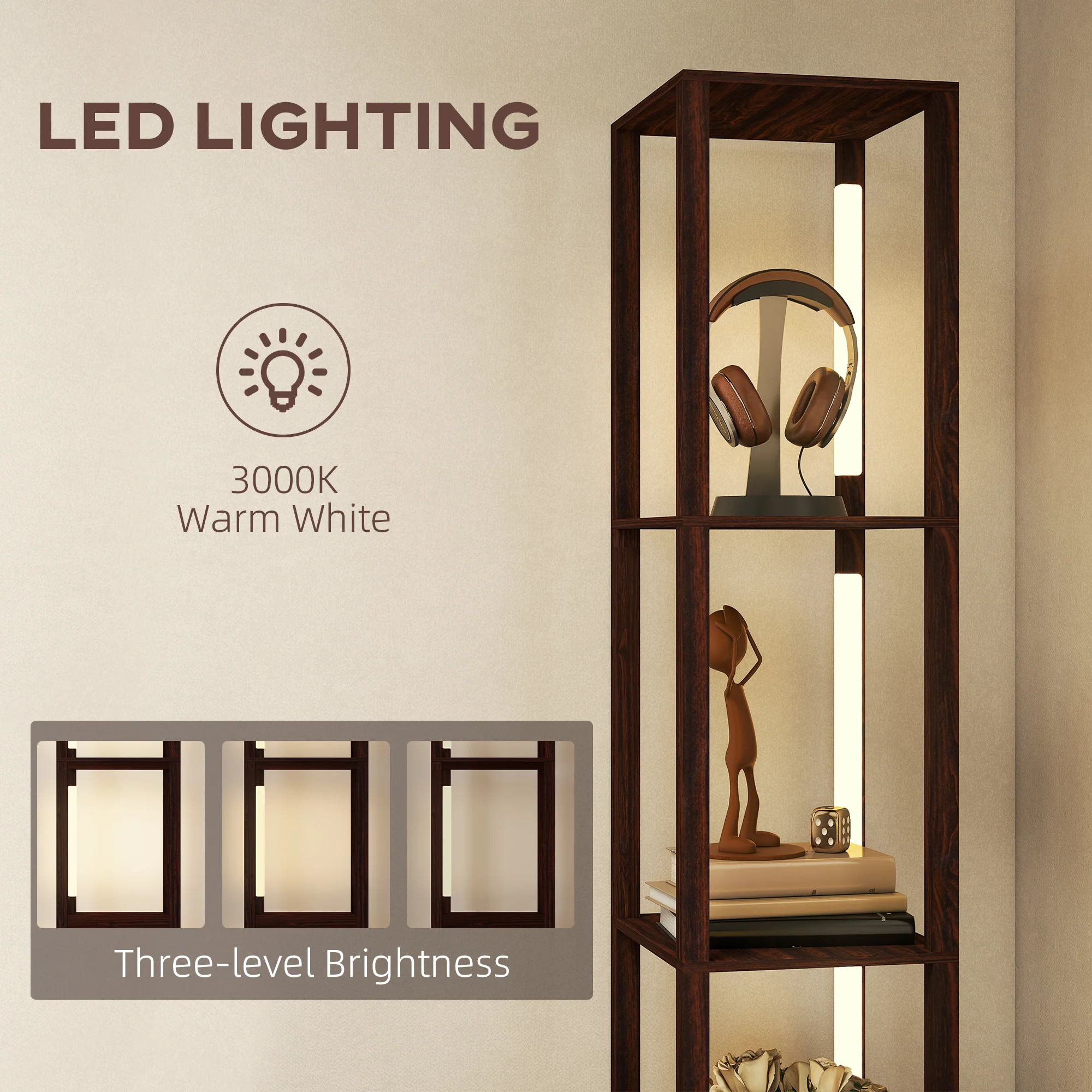 HOMCOM Floor Lamp With Shelves, LED Standing Lamp With Fabric Drawer - Image 22