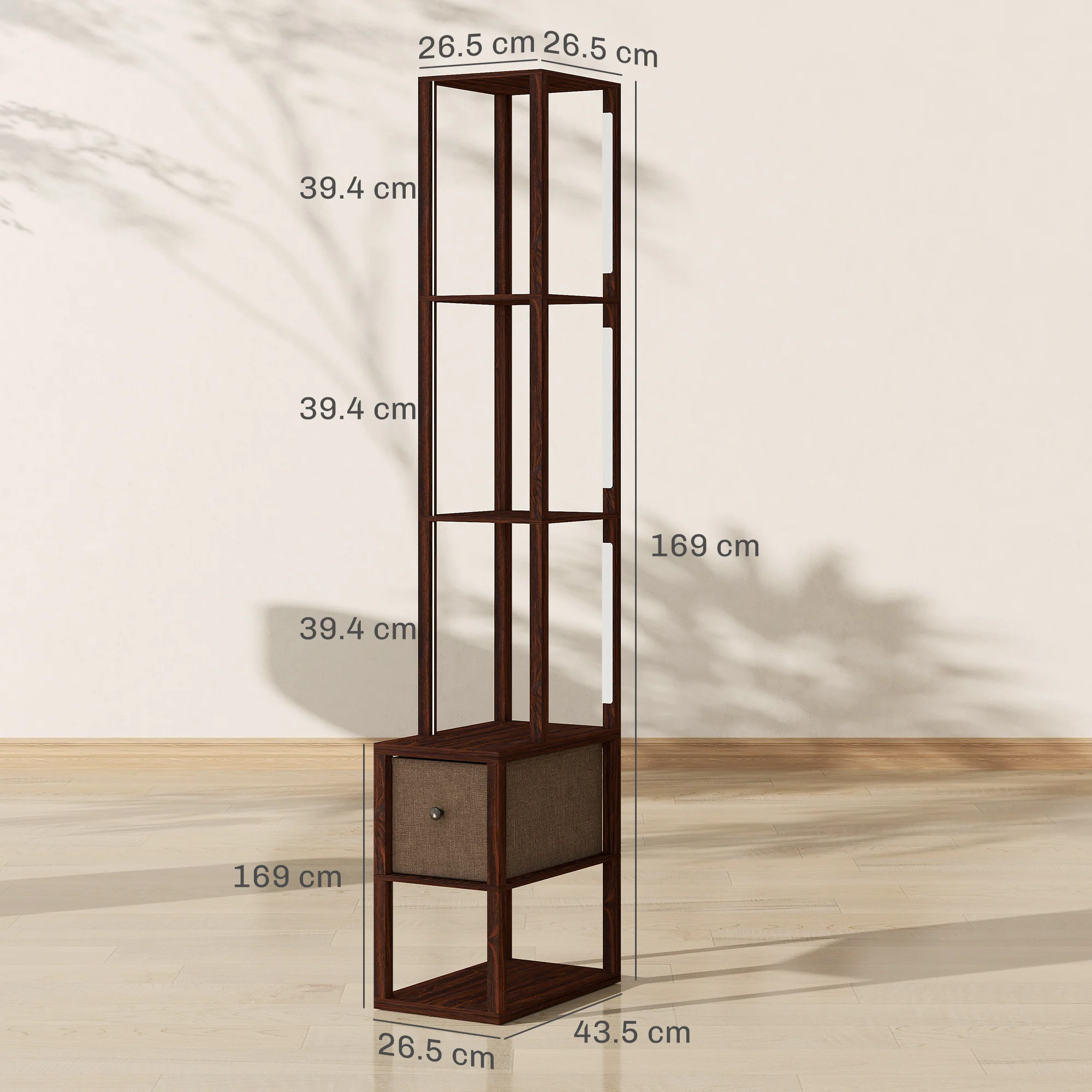 HOMCOM Floor Lamp With Shelves, LED Standing Lamp With Fabric Drawer - Image 23
