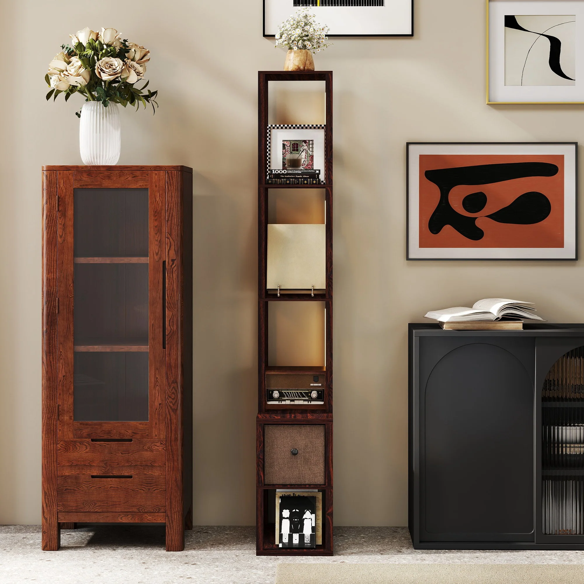 HOMCOM Floor Lamp With Shelves, LED Standing Lamp With Fabric Drawer - Image 27