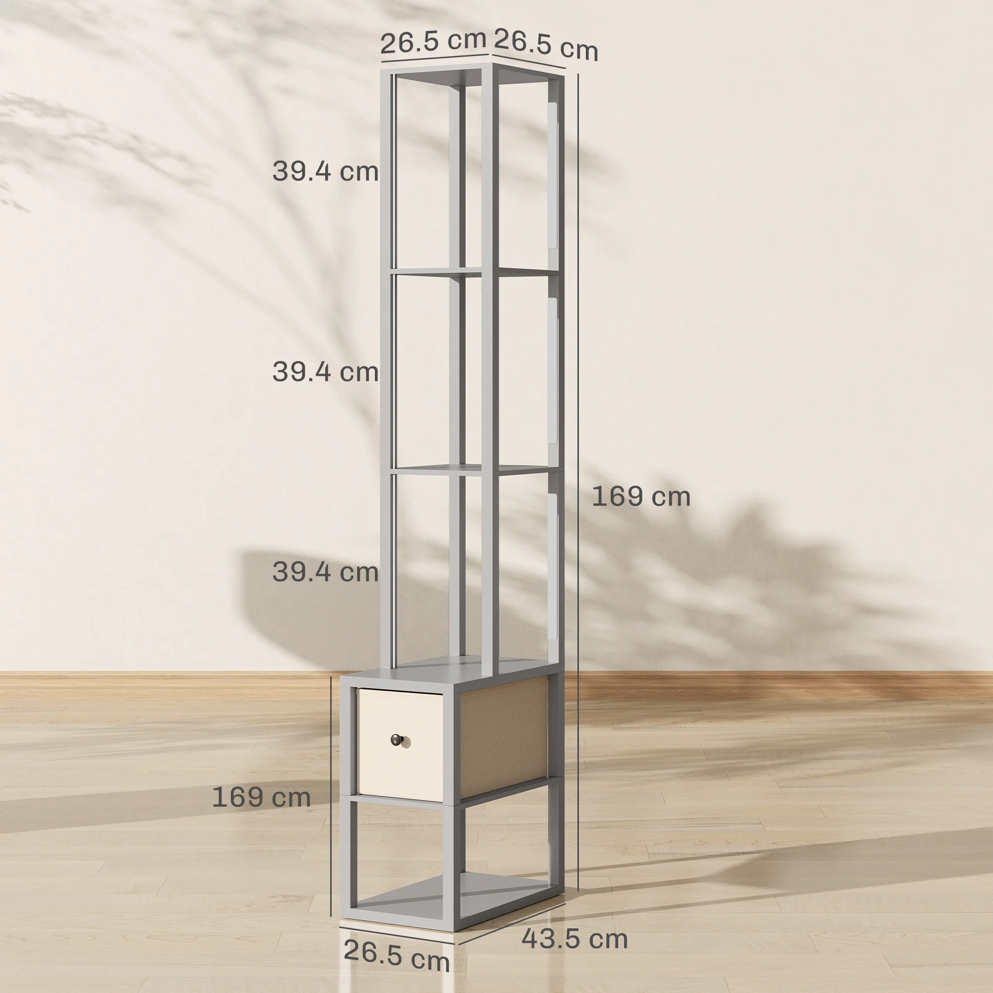 HOMCOM Floor Lamp With Shelves, LED Standing Lamp With Fabric Drawer - Image 32