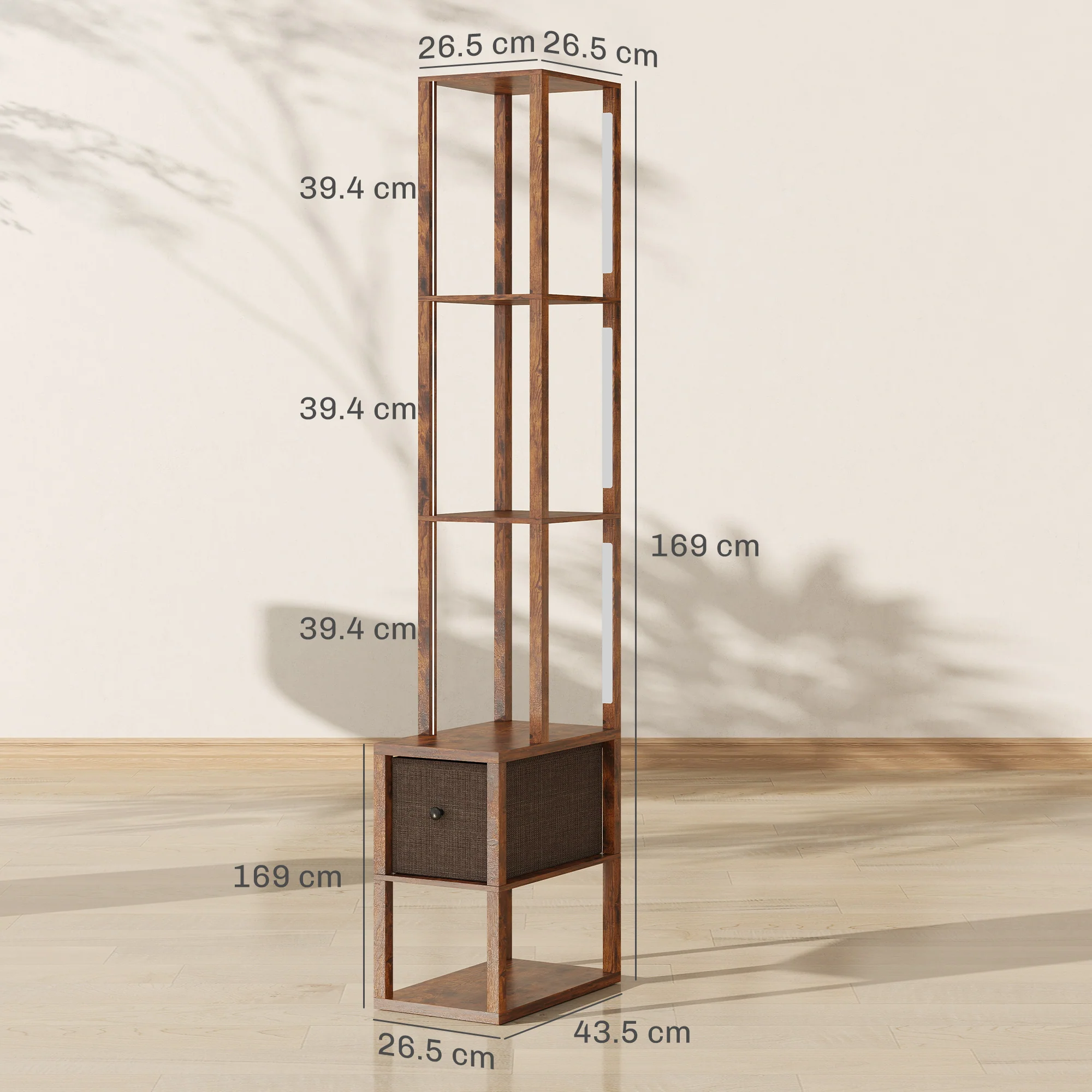 HOMCOM Floor Lamp With Shelves, LED Standing Lamp With Fabric Drawer - Image 41