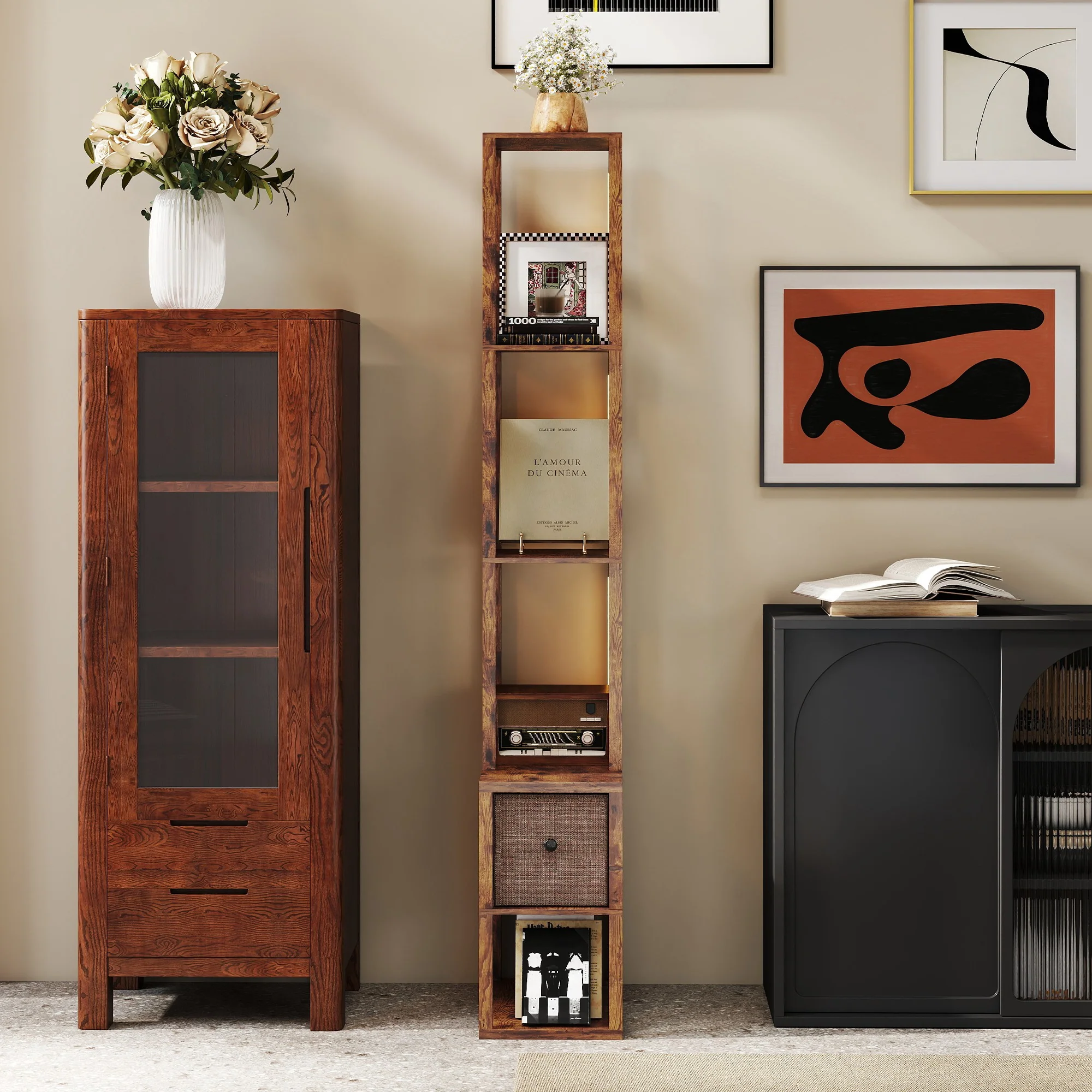 HOMCOM Floor Lamp With Shelves, LED Standing Lamp With Fabric Drawer - Image 45