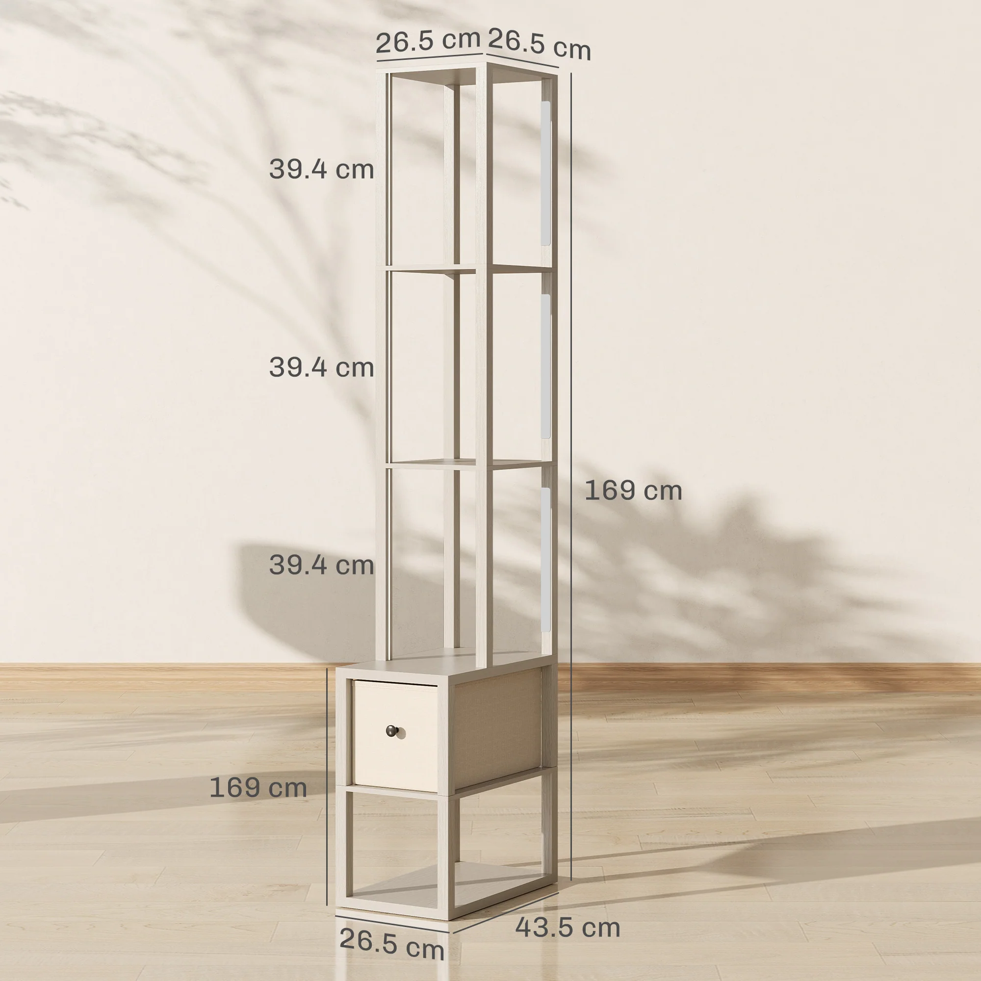 HOMCOM Floor Lamp With Shelves, LED Standing Lamp With Fabric Drawer - Image 5