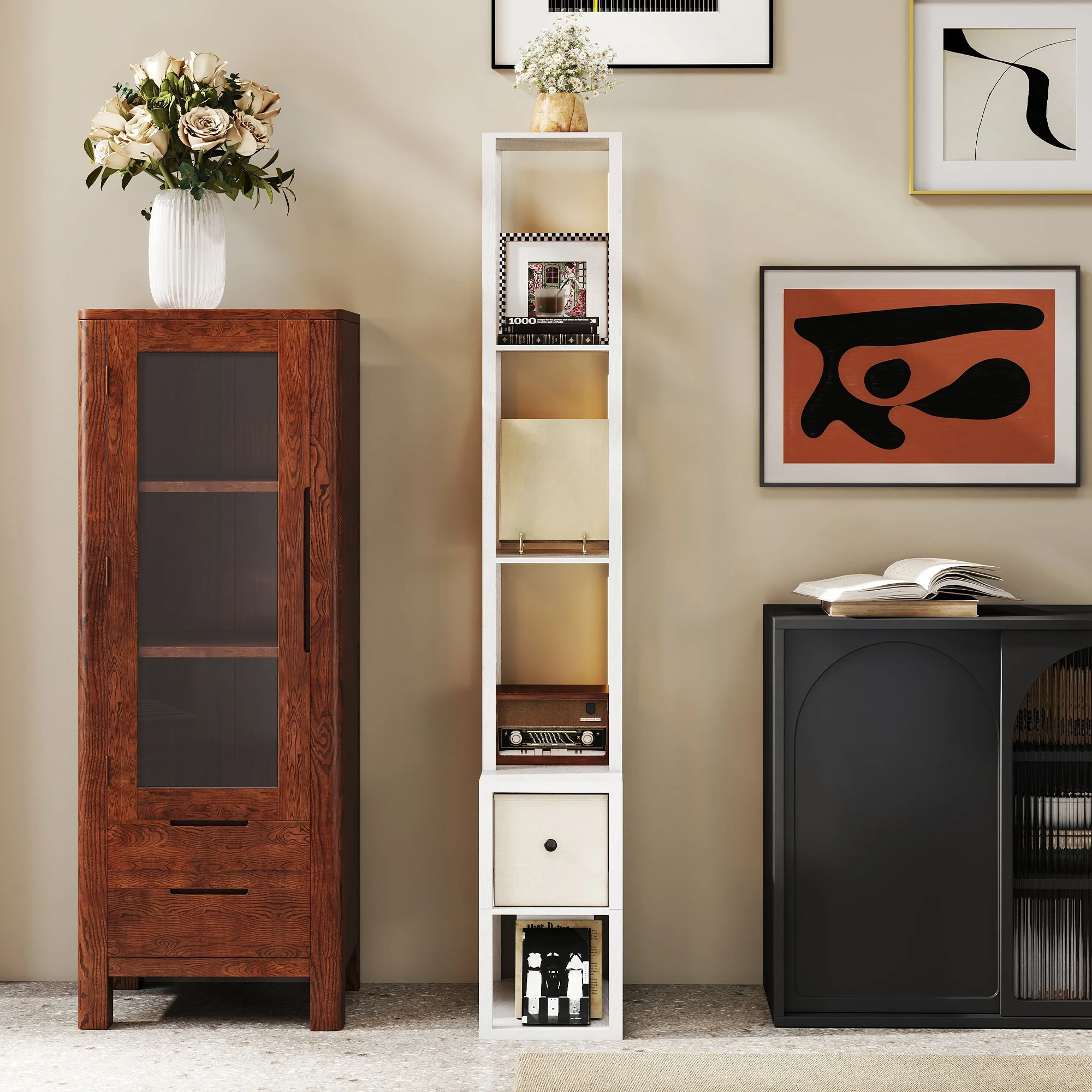 HOMCOM Floor Lamp With Shelves, LED Standing Lamp With Fabric Drawer - Image 54