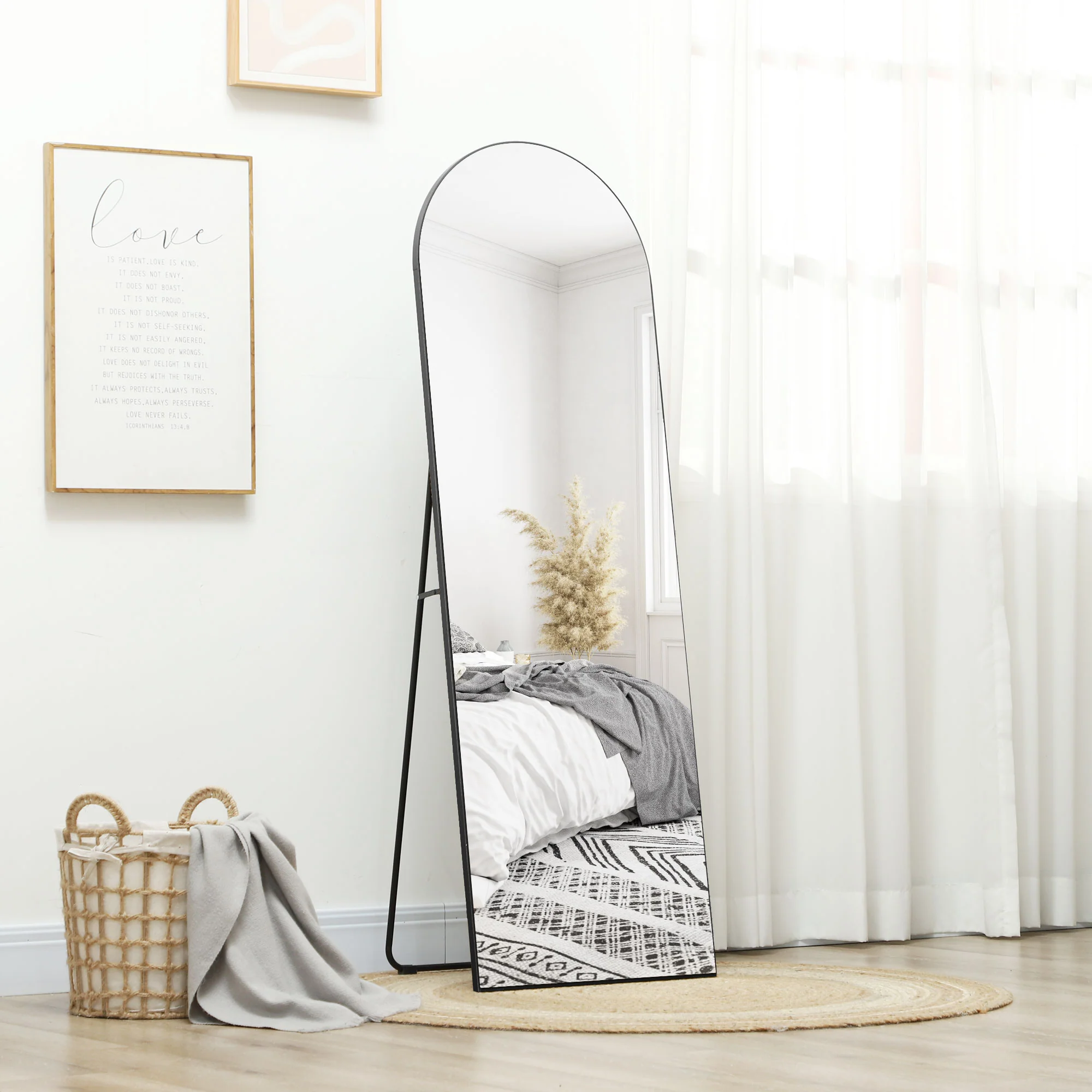 HOMCOM Floor Mirror Wall Mount Leaning Standing Mirror 50 X 150cm Black - Image 2
