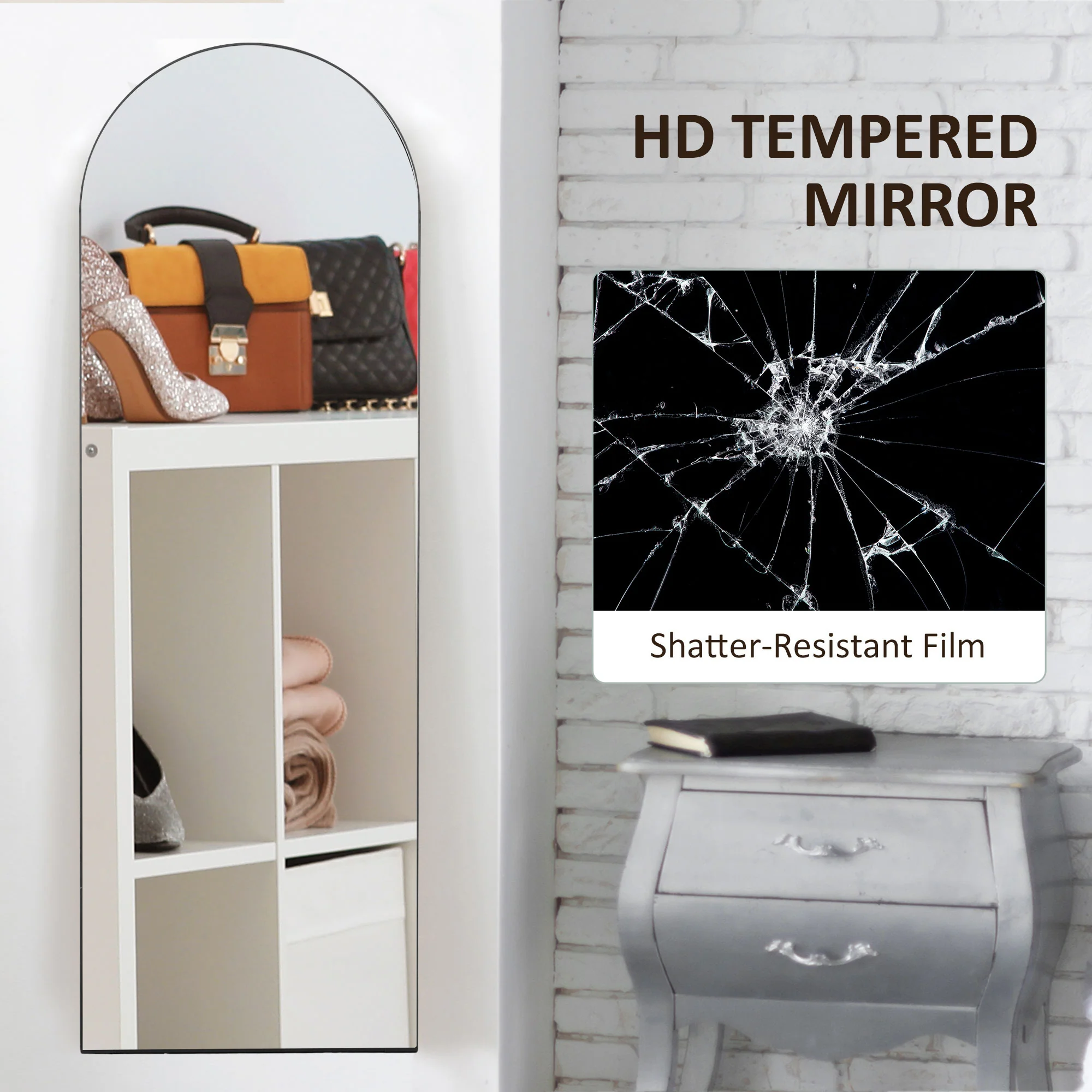HOMCOM Floor Mirror Wall Mount Leaning Standing Mirror 50 X 150cm Black - Image 4